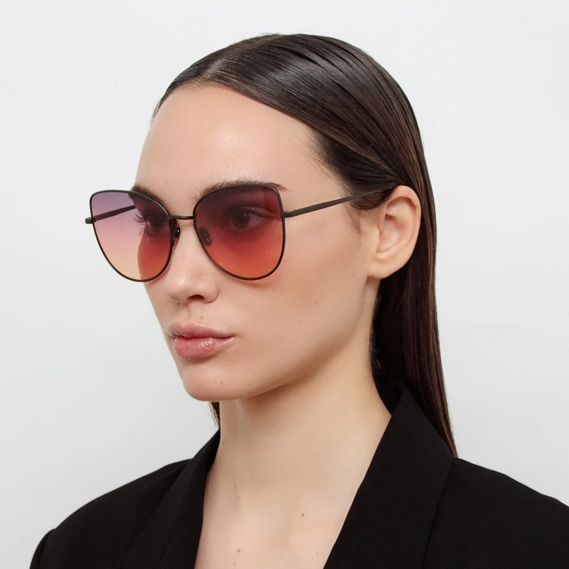 Eloise Sunglasses in Matt Nickel and Sunset Gradient - Image 3