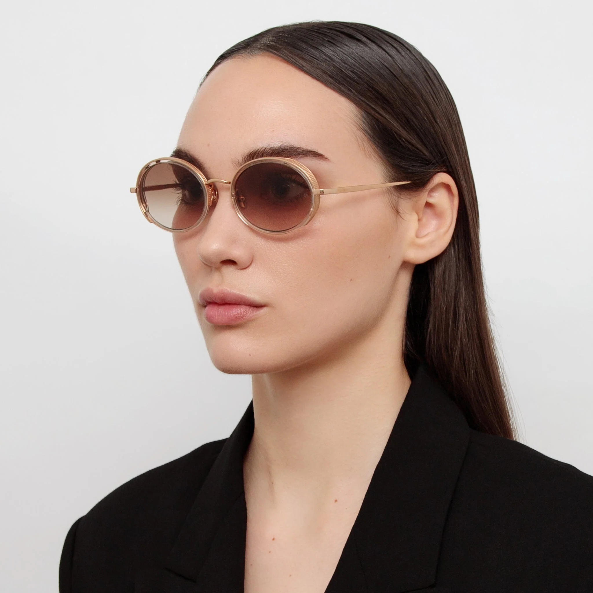 Finn Sunglasses in 18K Rose Gold and Brown - Image 3