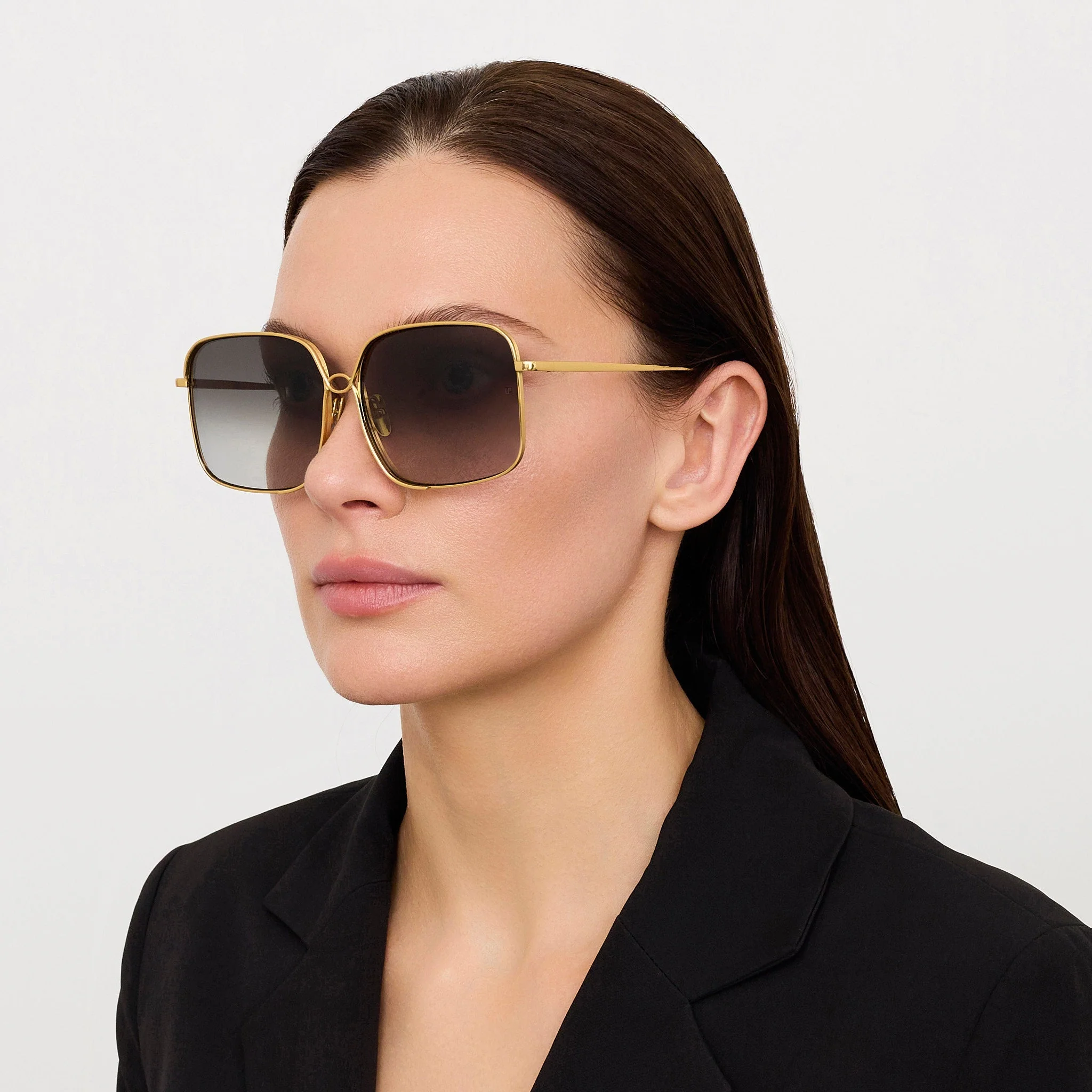 Genevieve Sunglasses in 22K Gold and Grey - Image 3