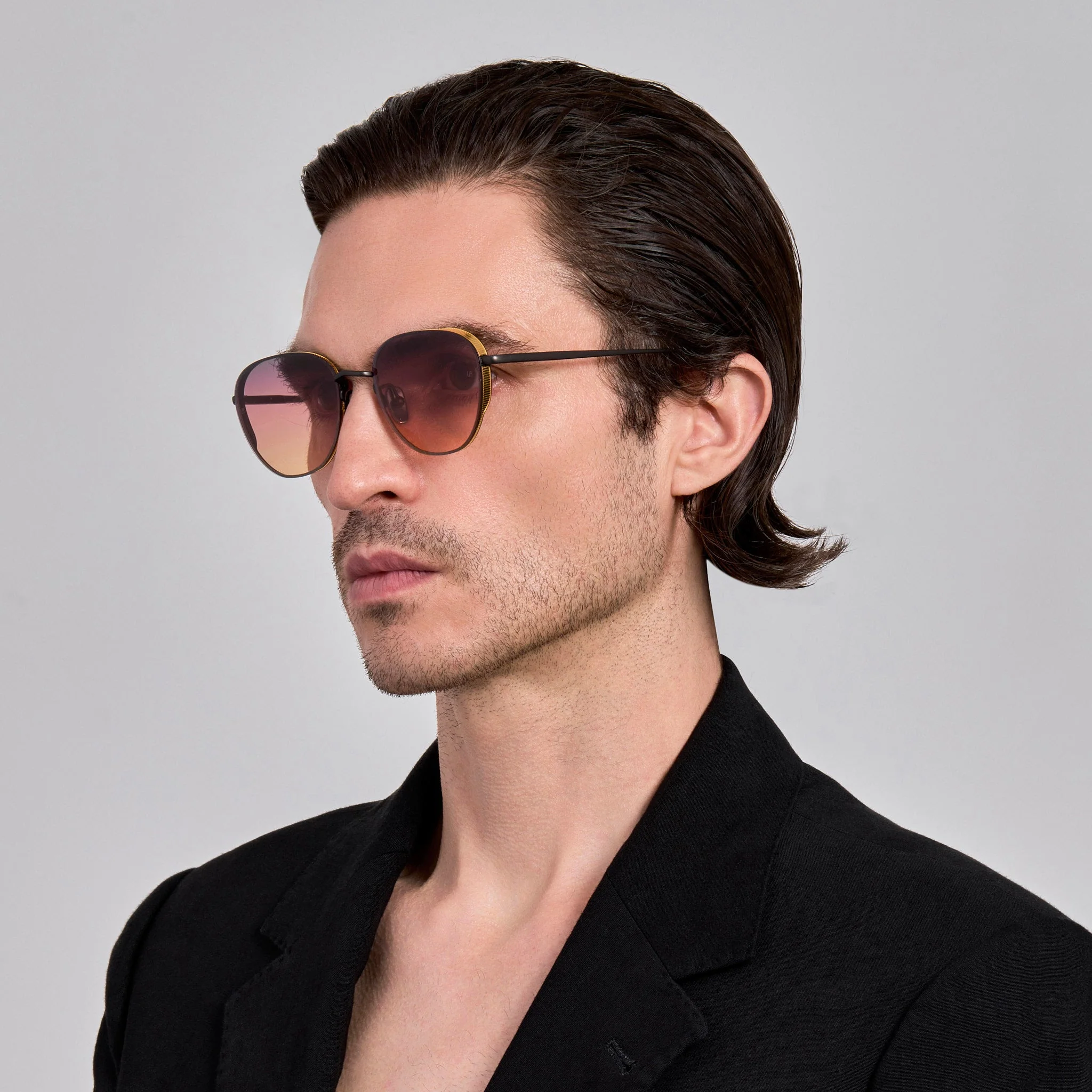 Hardy Sunglasses in Matt Nickel and Sunset Lenses - Image 3