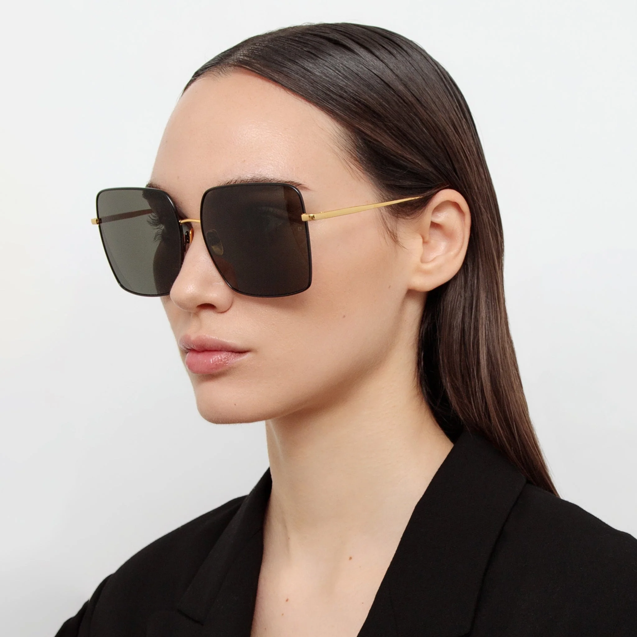 Hina Sunglasses in 22K Gold and Grey - Image 3