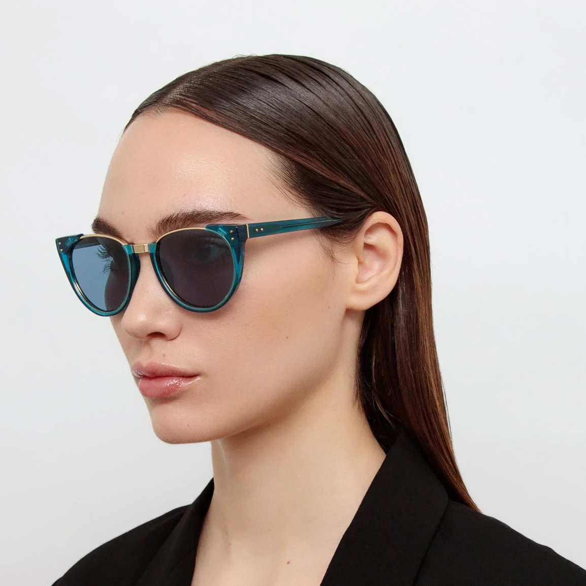 Iris Oval Sunglasses in Aqua - Image 3