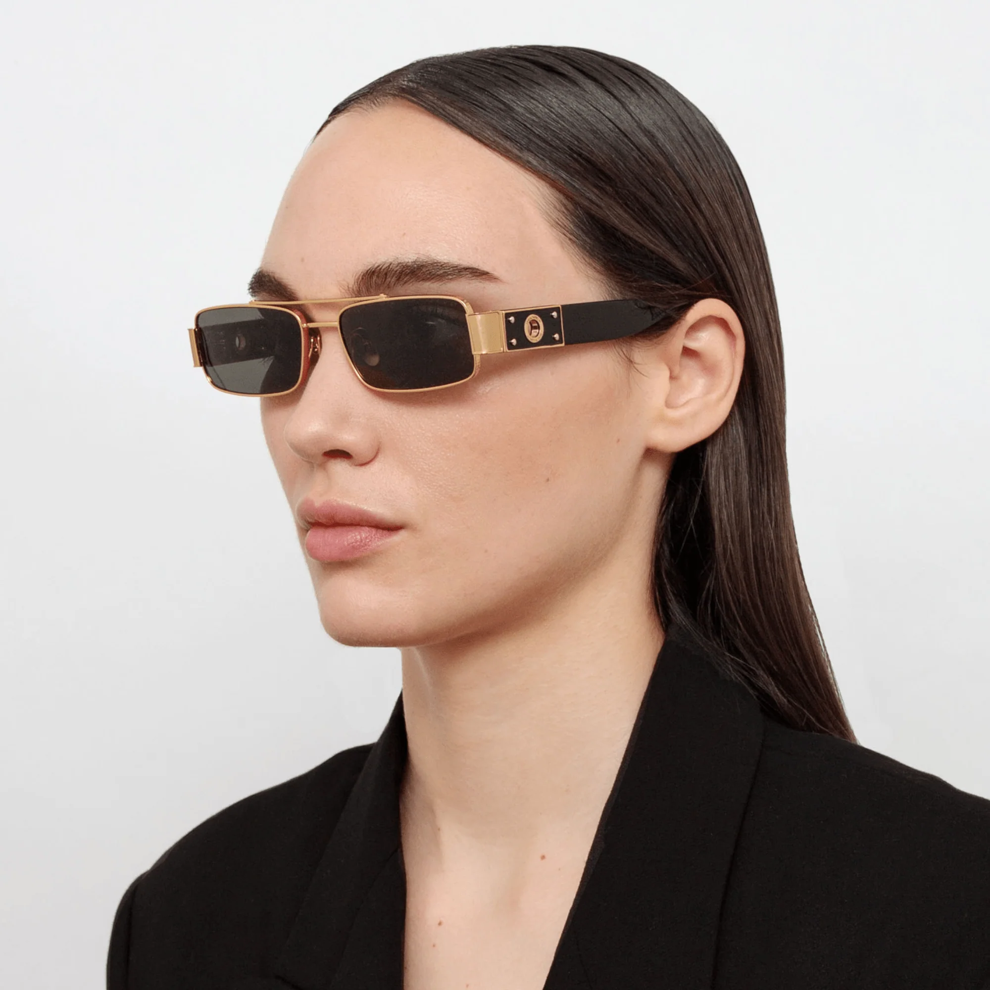 Joey Sunglasses in 22K Gold and Grey - Image 3