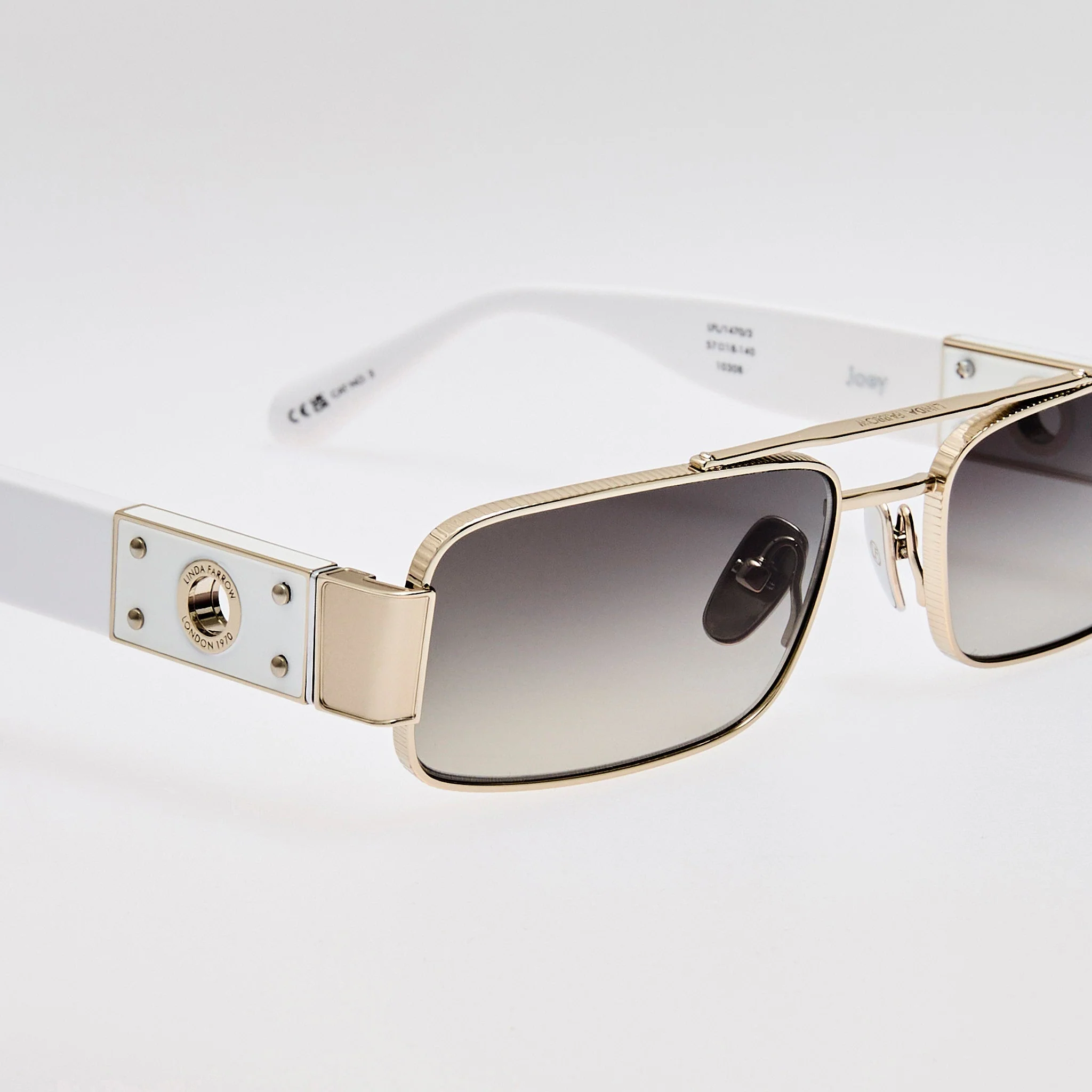 Joey Sunglasses in 22K White Gold and Grey - Image 5
