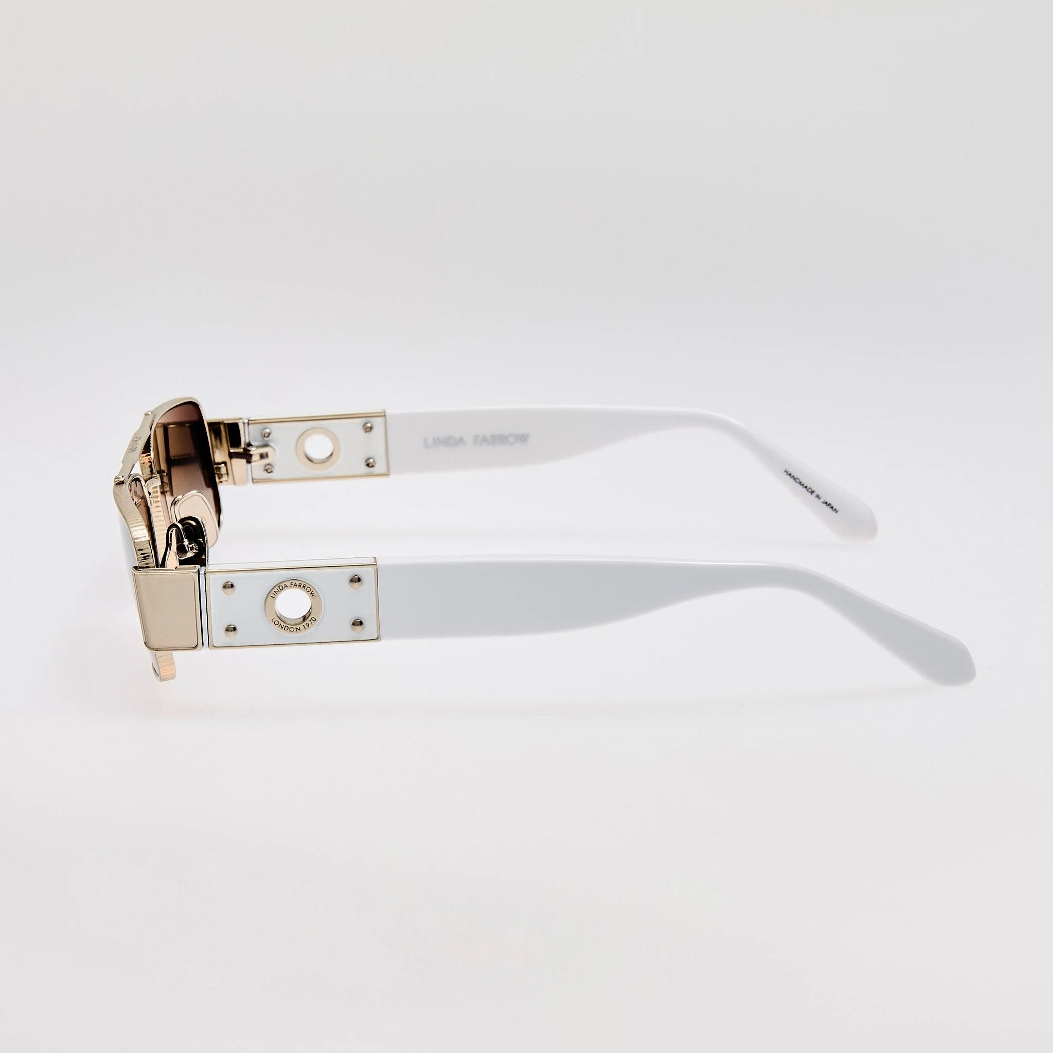 Joey Sunglasses in 22K White Gold and Grey - Image 6