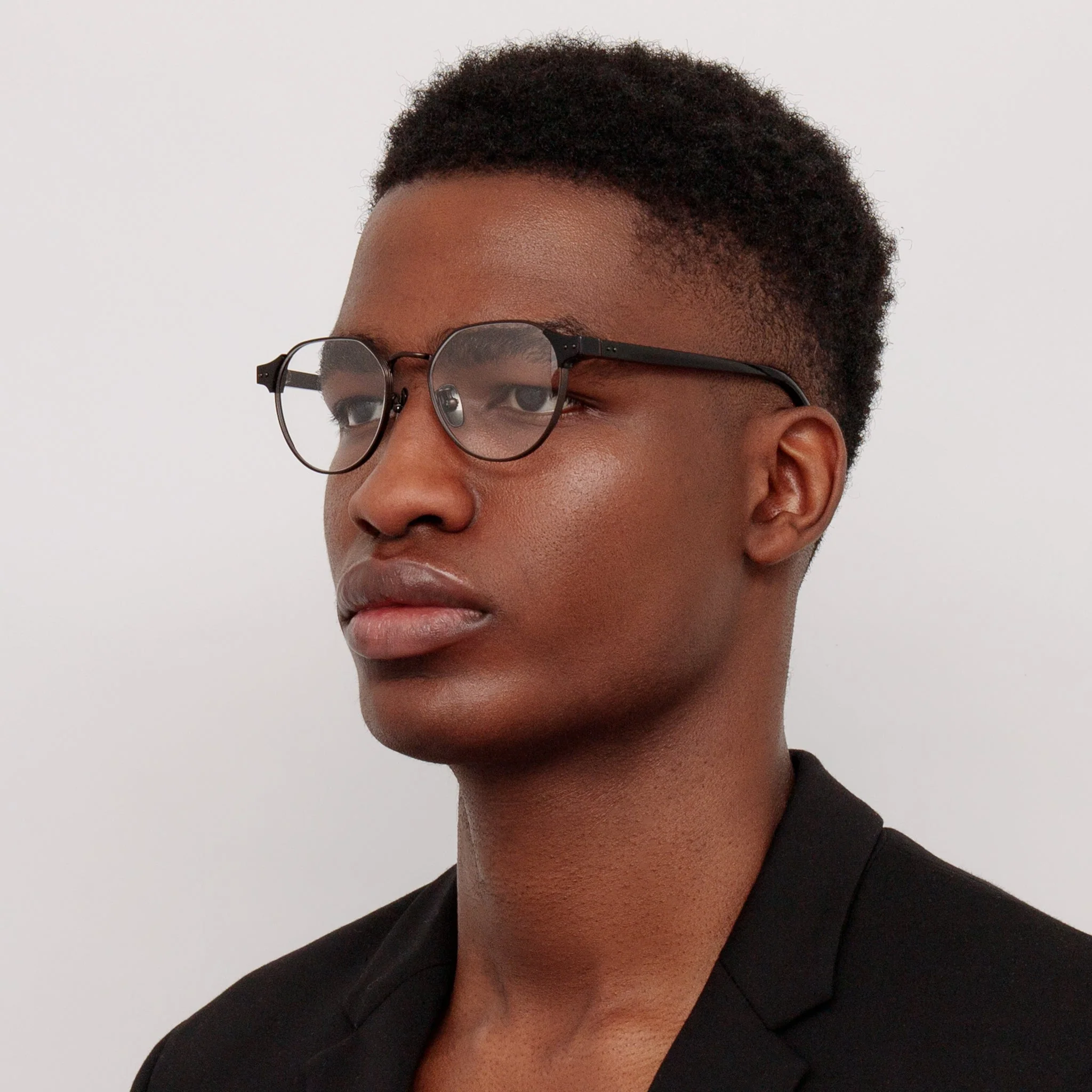 Jonathan Angular Optical Frame in Black Matt Nickel - Image 3