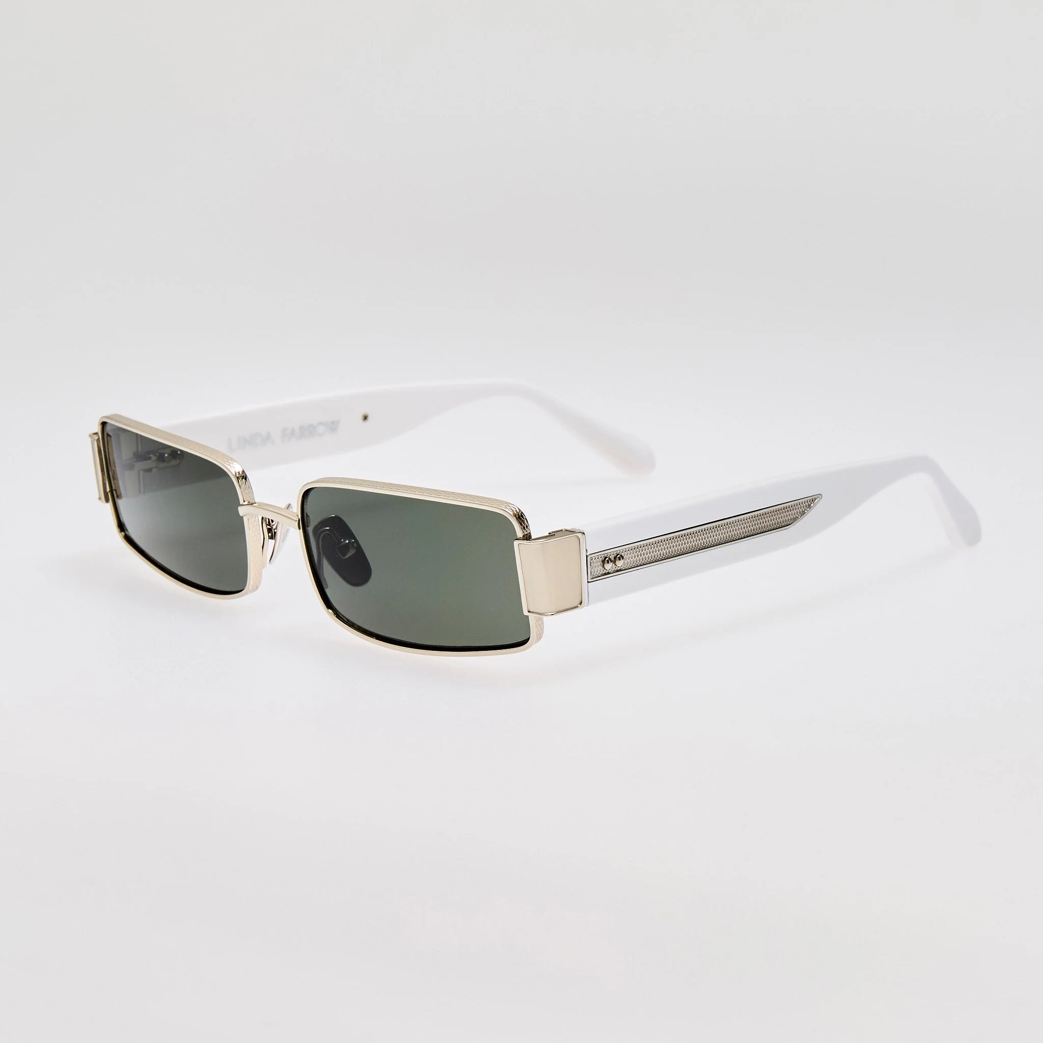 Kaia Sunglasses in 22K White Gold and Grey - Image 2