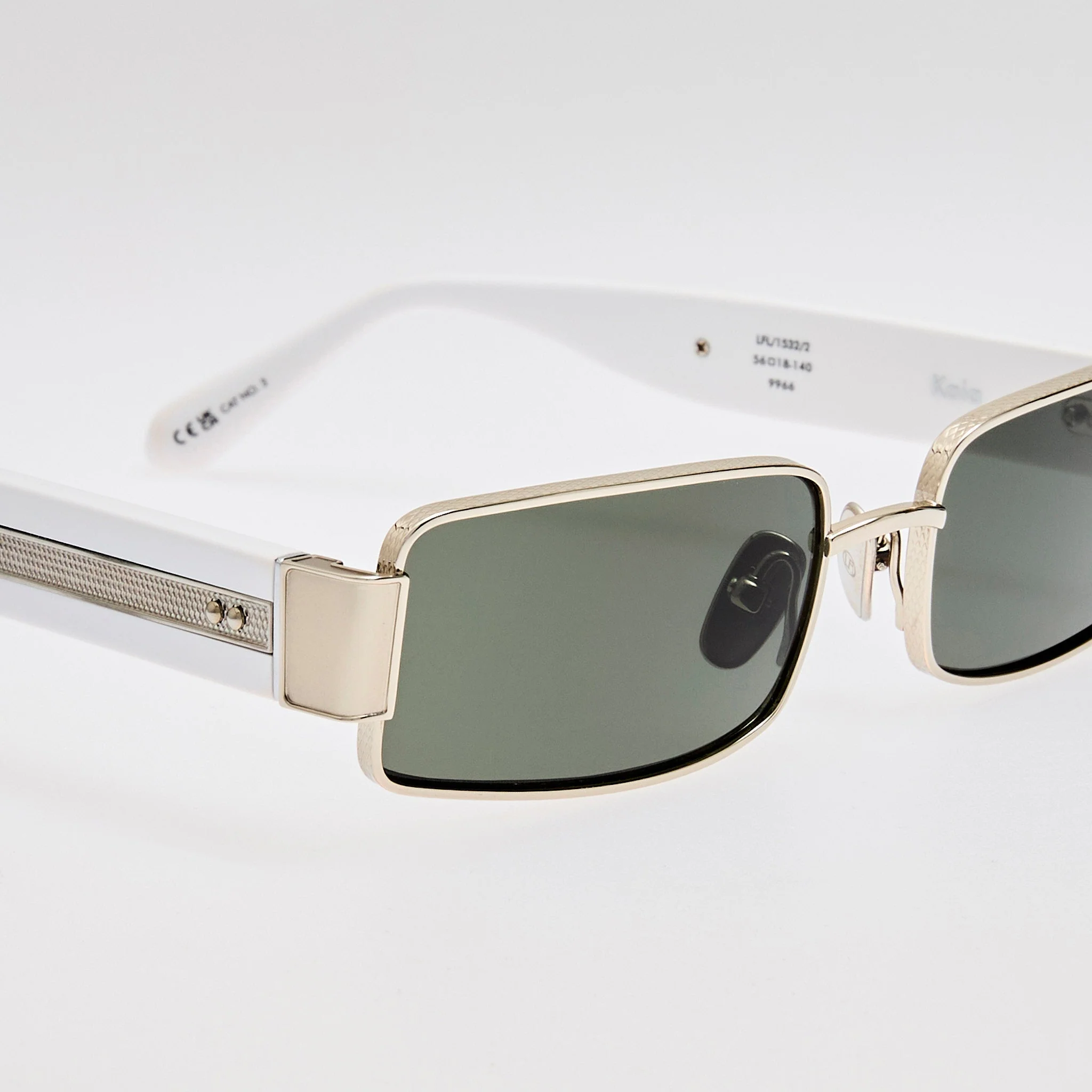 Kaia Sunglasses in 22K White Gold and Grey - Image 5