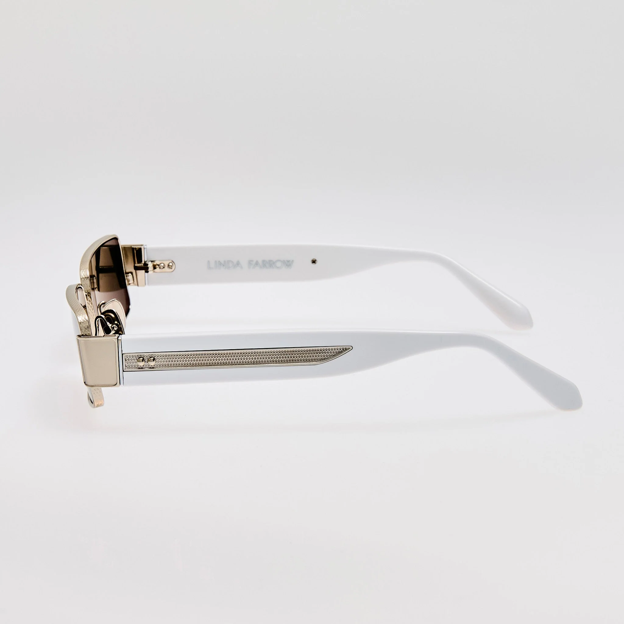 Kaia Sunglasses in 22K White Gold and Grey - Image 6