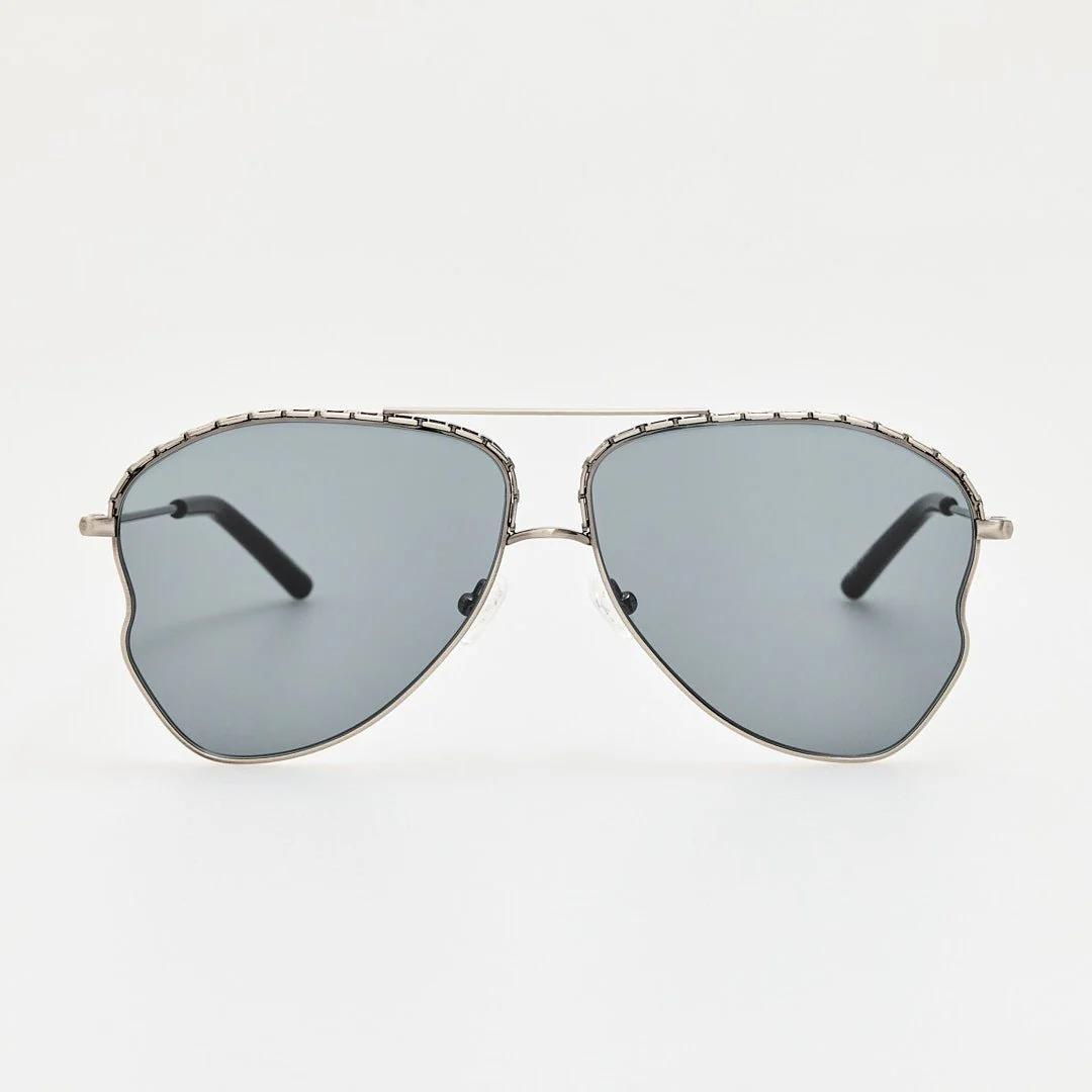 Kika Mendoza Sunglasses in Antique Silver and Grey