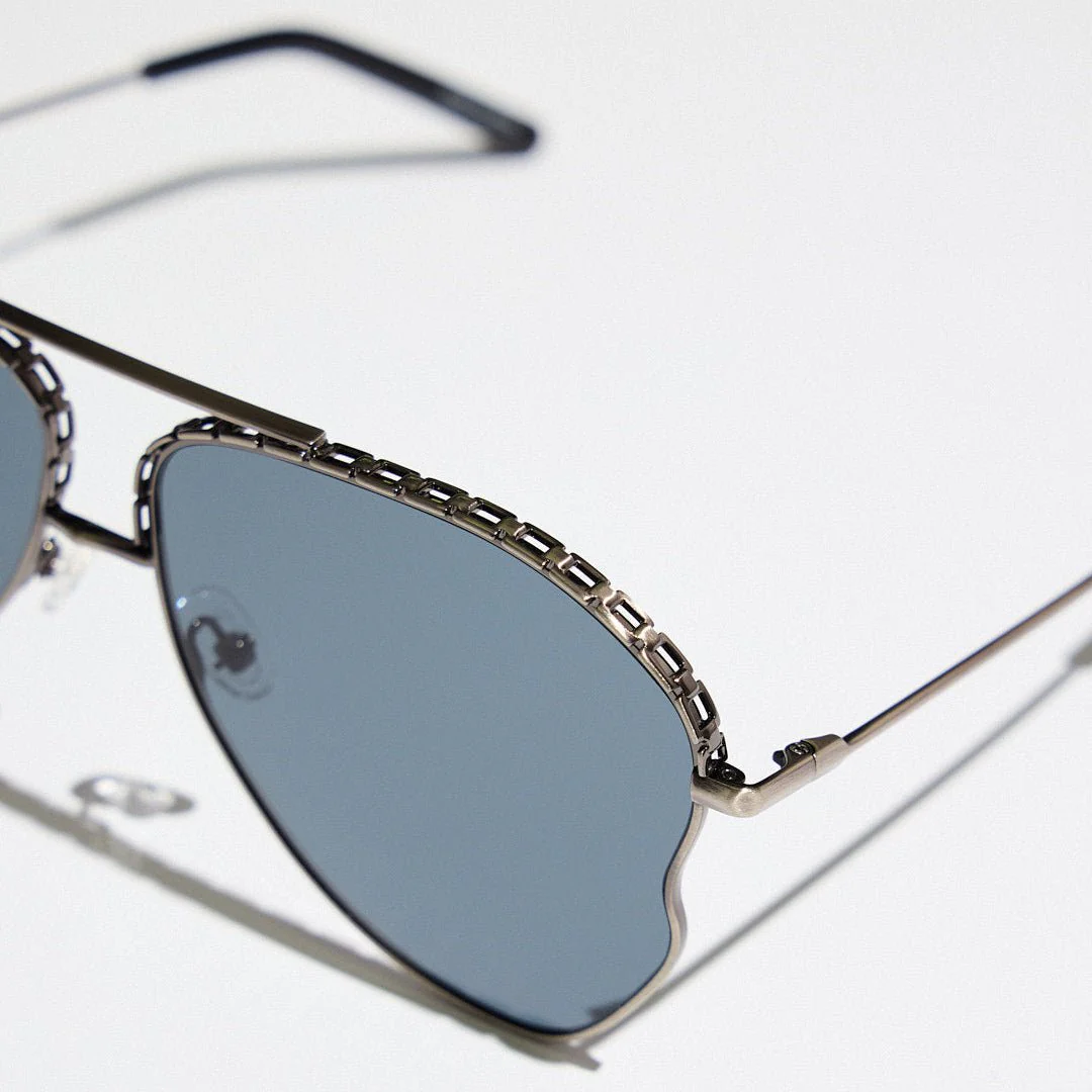 Kika Mendoza Sunglasses in Antique Silver and Grey - Image 10