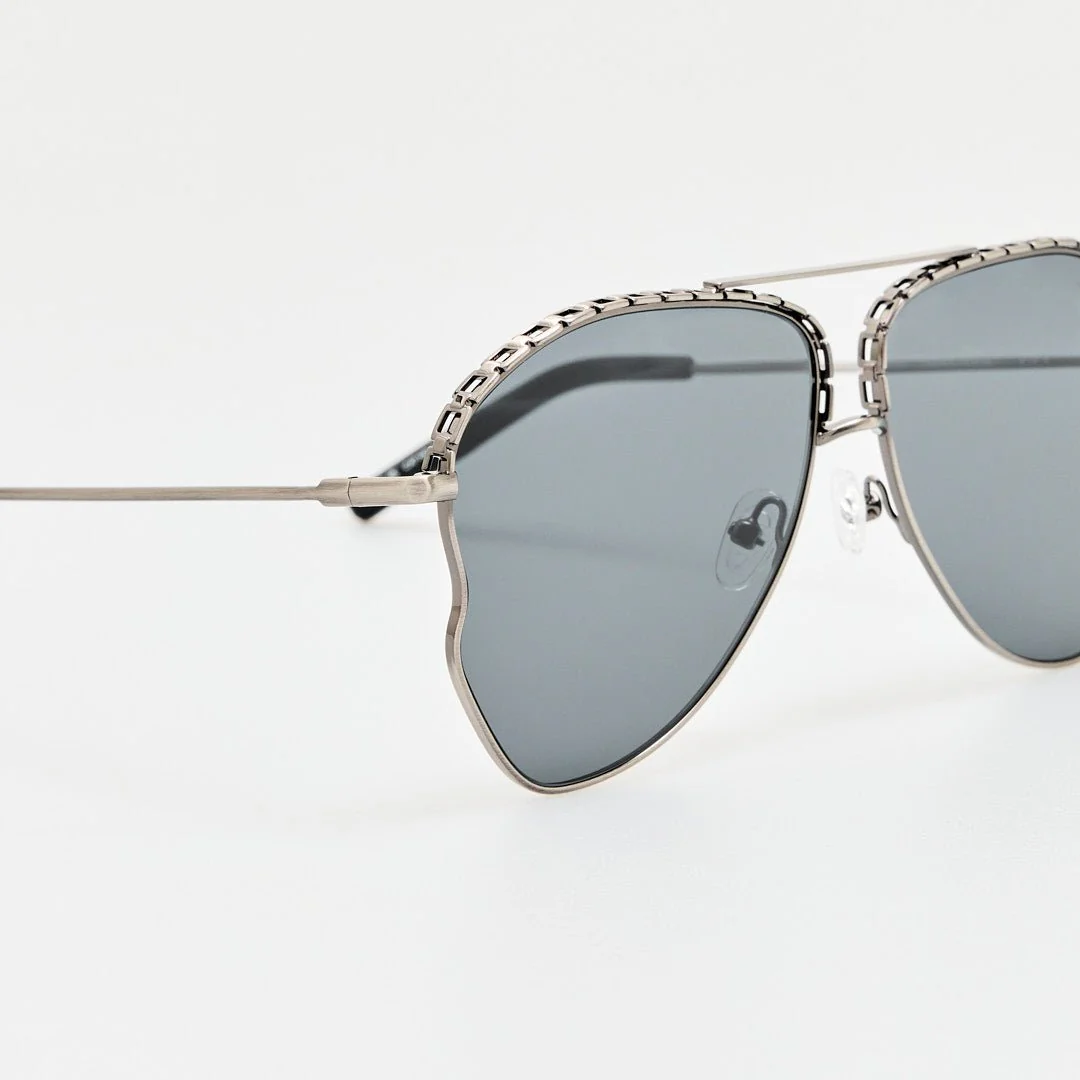 Kika Mendoza Sunglasses in Antique Silver and Grey - Image 4