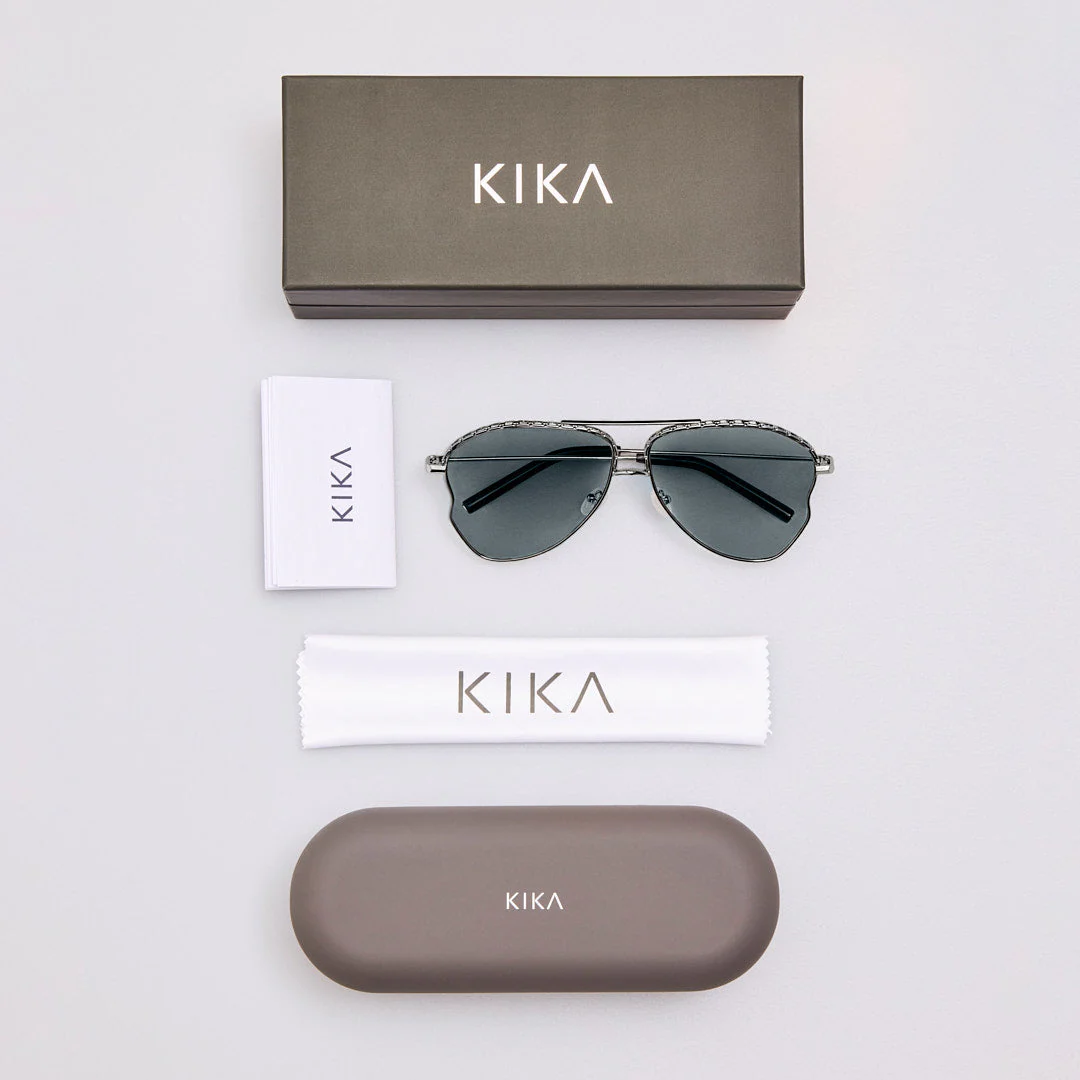 Kika Mendoza Sunglasses in Antique Silver and Grey - Image 6