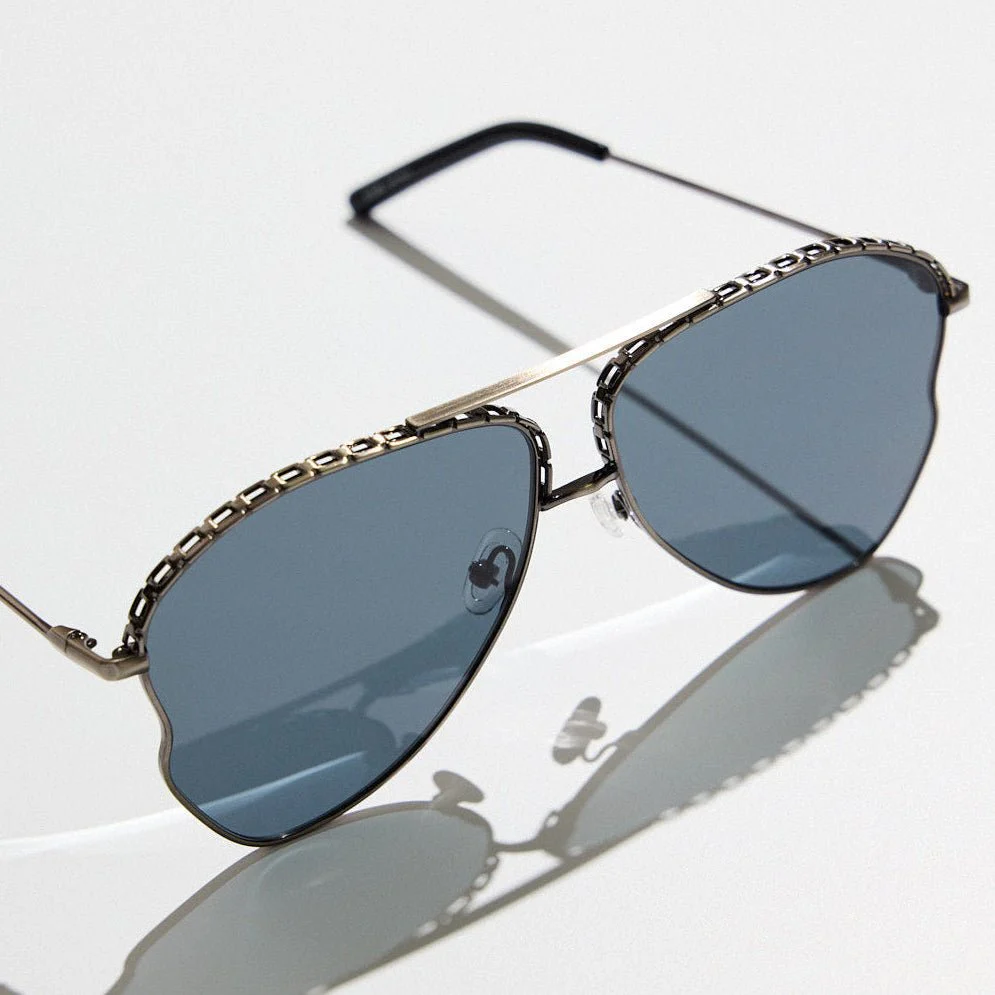 Kika Mendoza Sunglasses in Antique Silver and Grey - Image 7