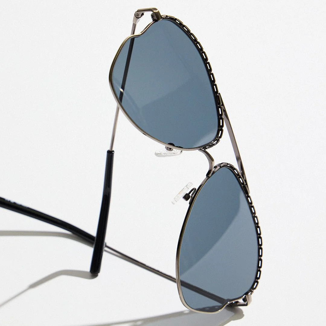 Kika Mendoza Sunglasses in Antique Silver and Grey - Image 8