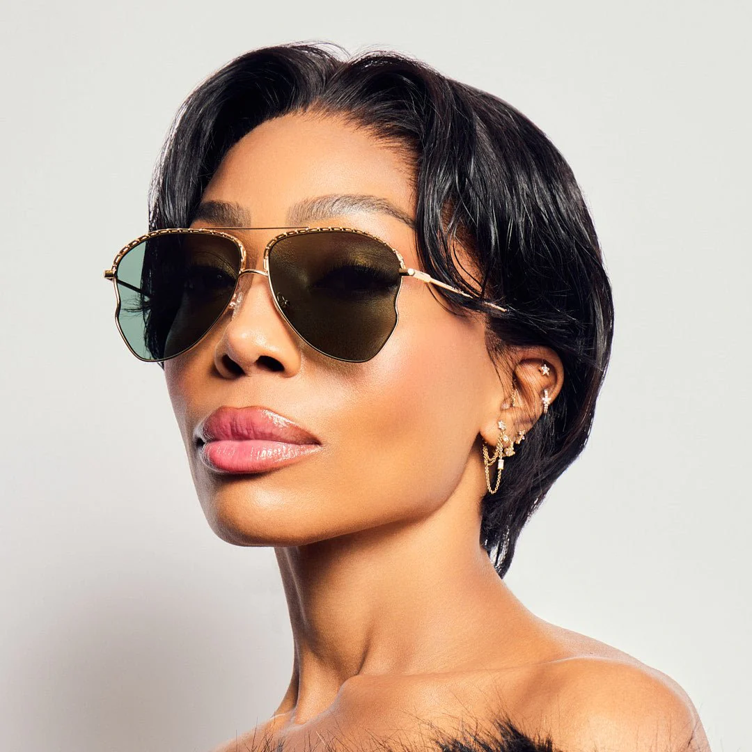 Kika Mendoza Sunglasses in Gold and Green - Image 3