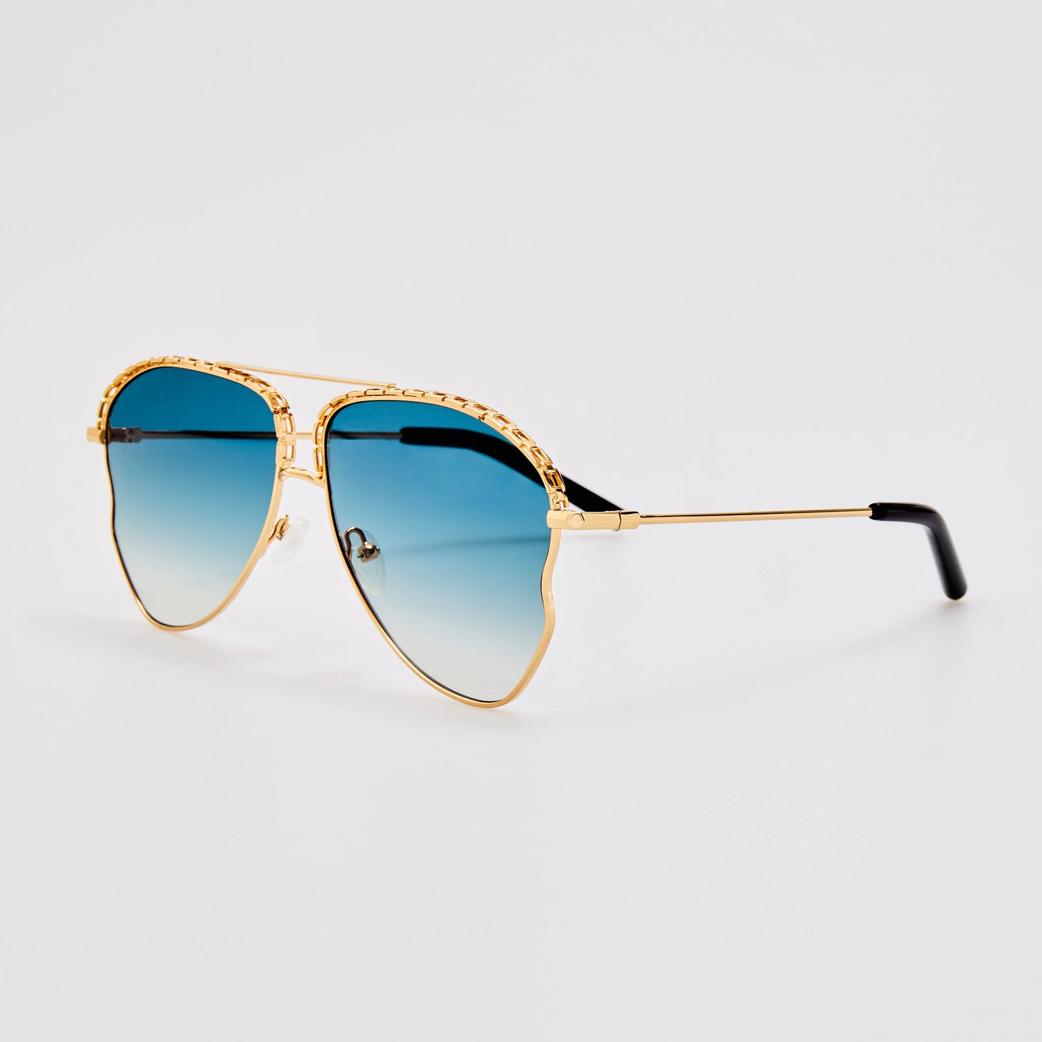 Kika Aviator Sunglasses in Aqua and Gold - Image 3