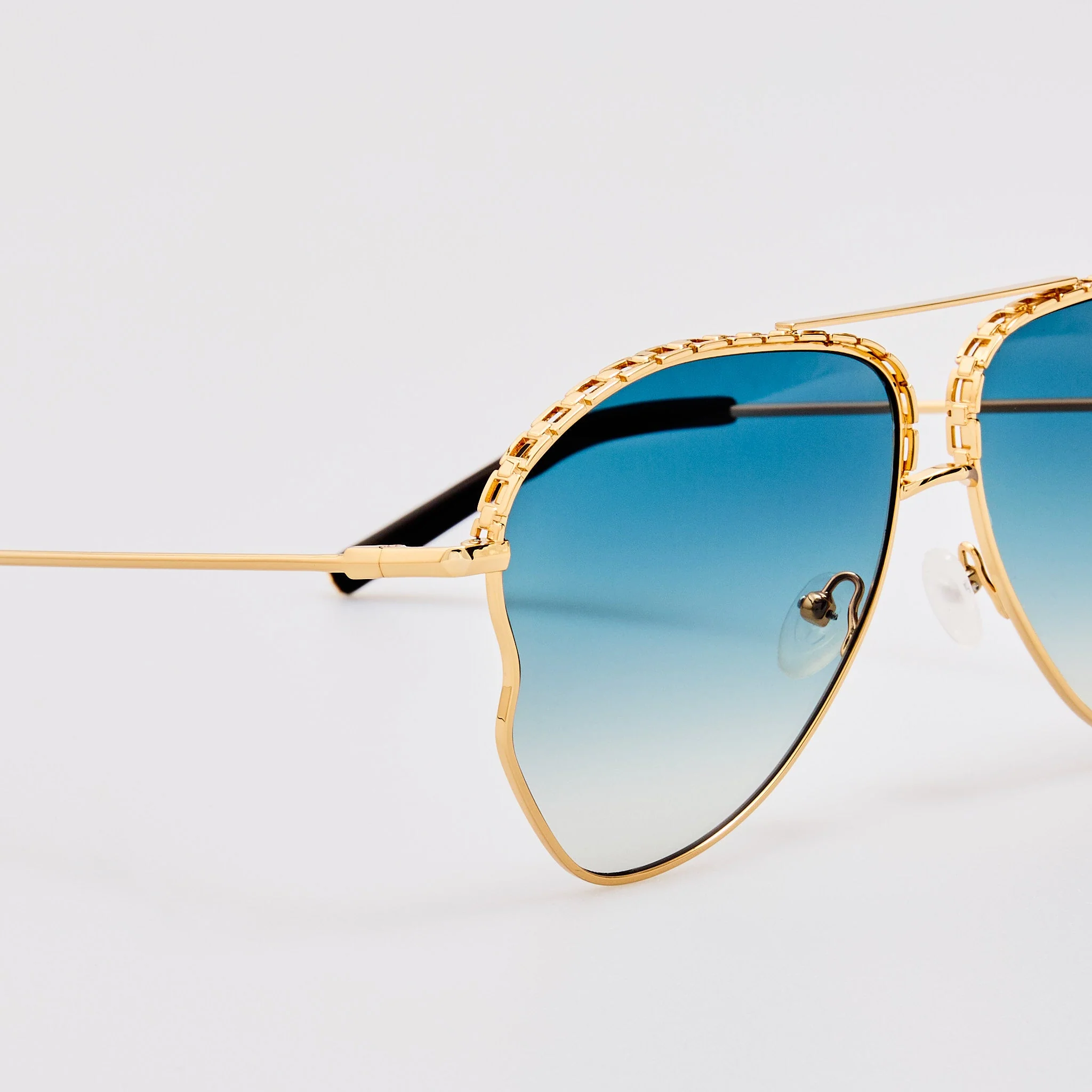 Kika Aviator Sunglasses in Aqua and Gold - Image 4