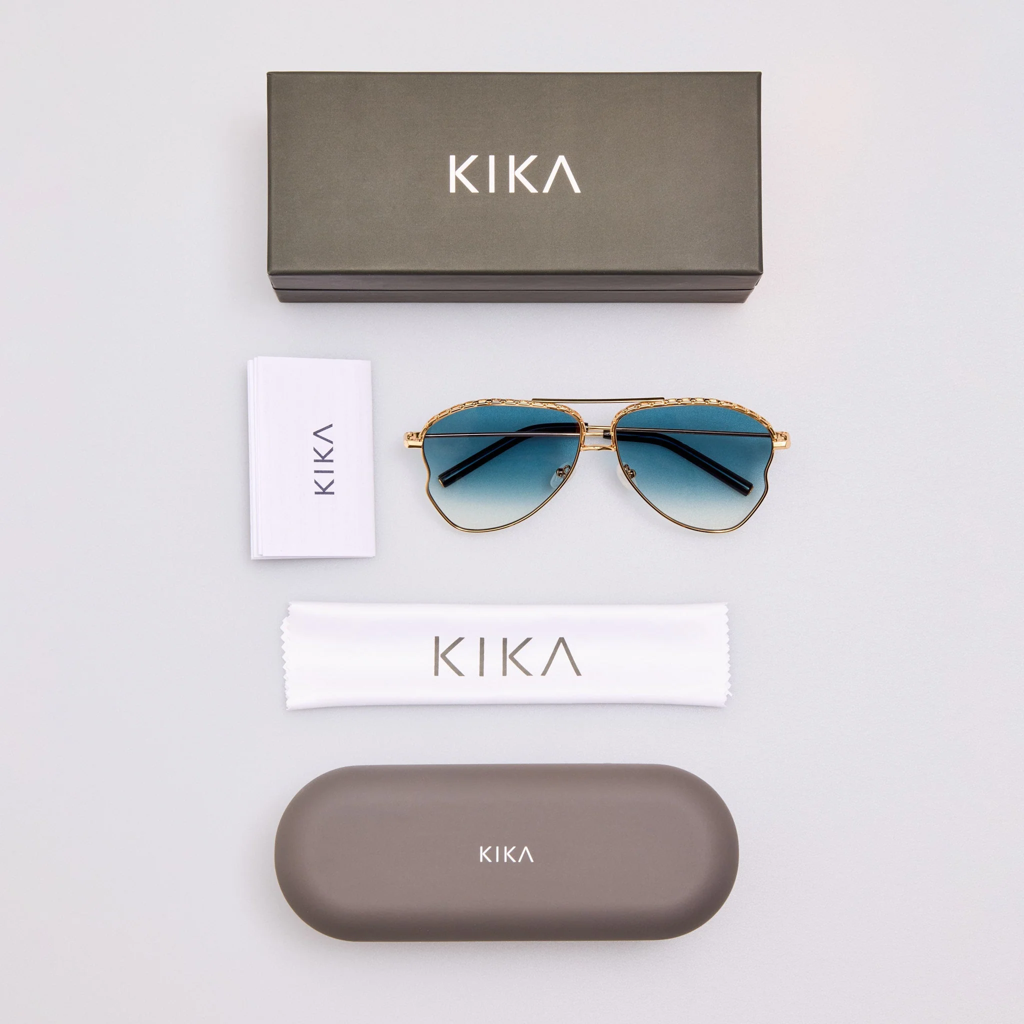 Kika Aviator Sunglasses in Aqua and Gold - Image 6