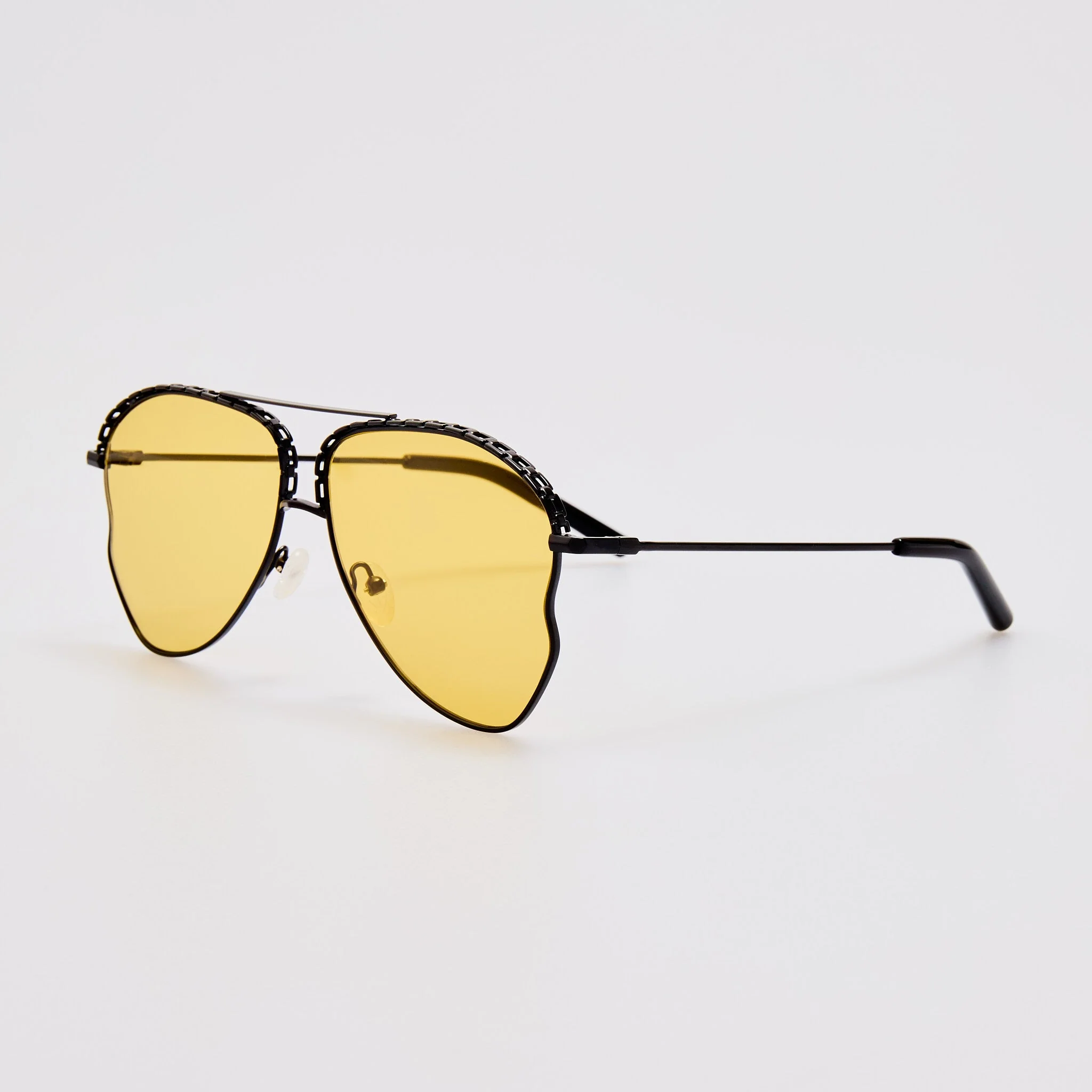 Kika Aviator Sunglasses in Yellow and Matt Black - Image 3