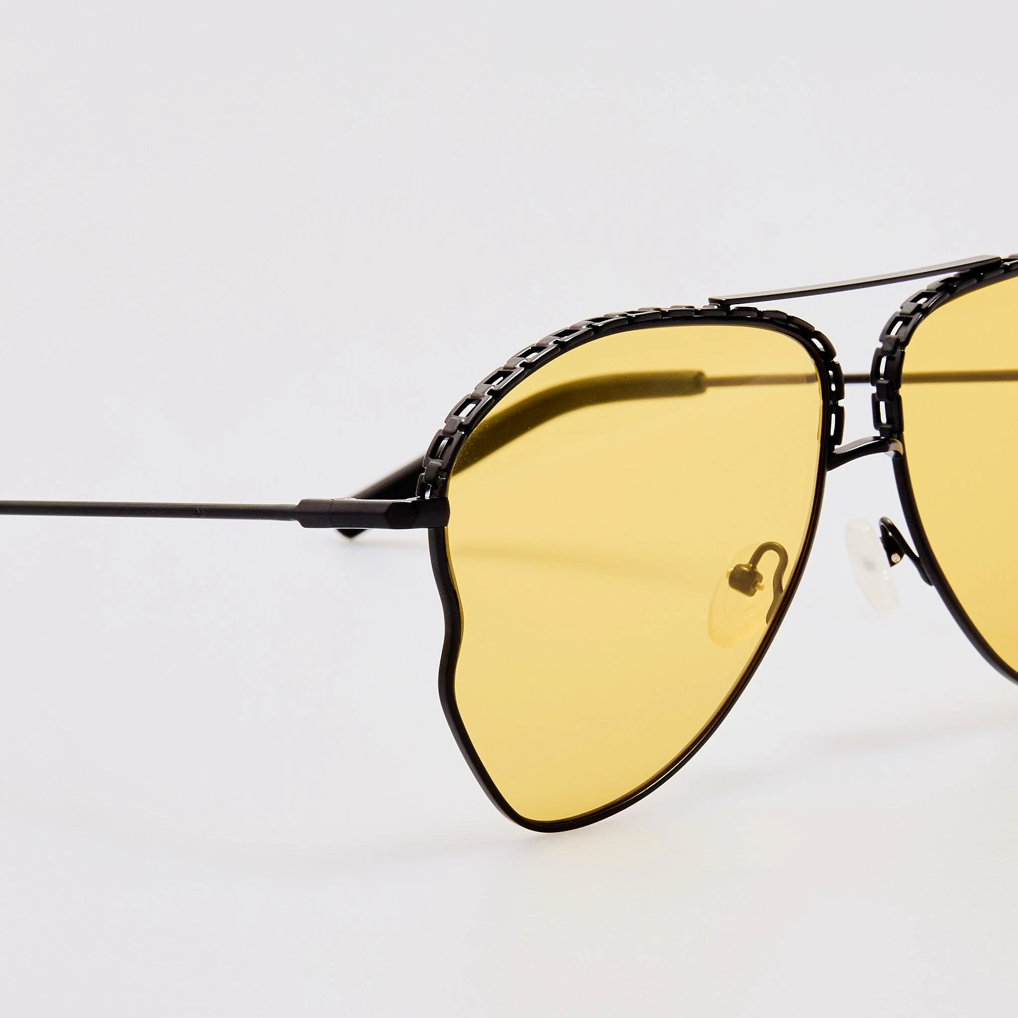 Kika Aviator Sunglasses in Yellow and Matt Black - Image 4