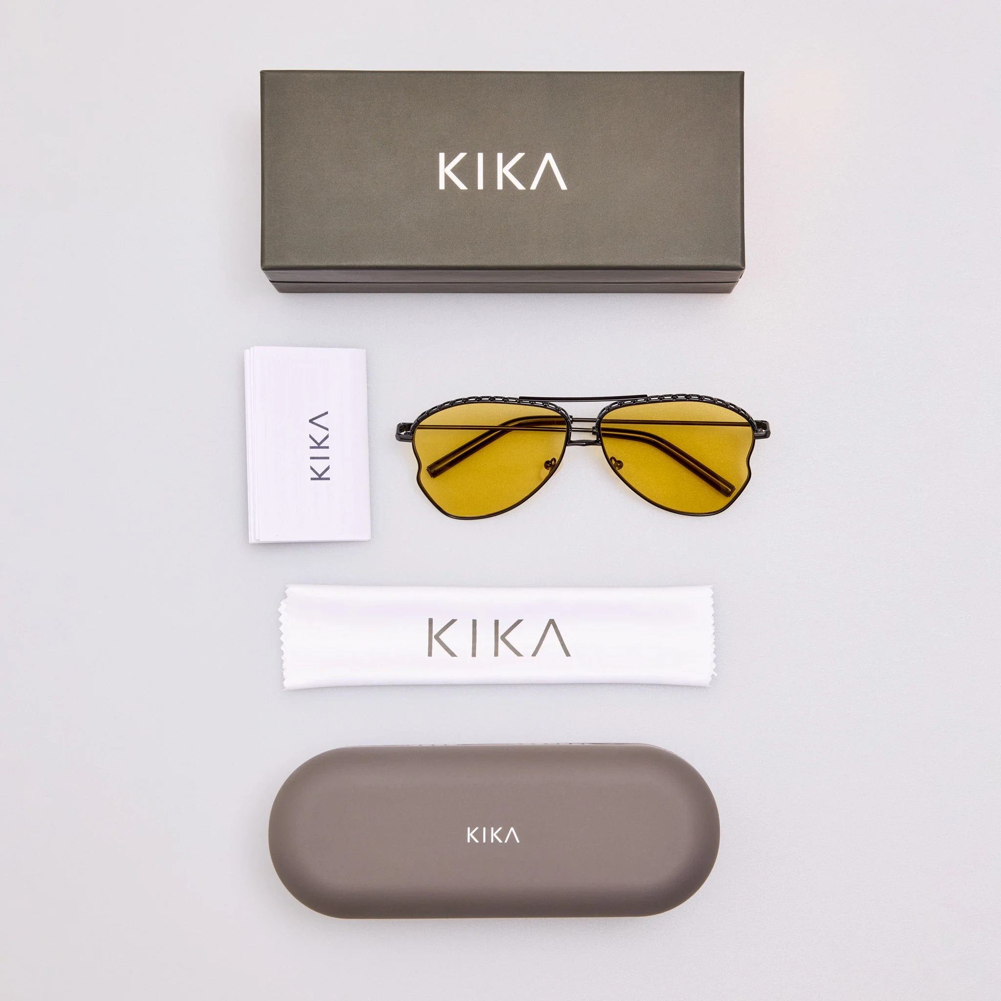 Kika Aviator Sunglasses in Yellow and Matt Black - Image 6