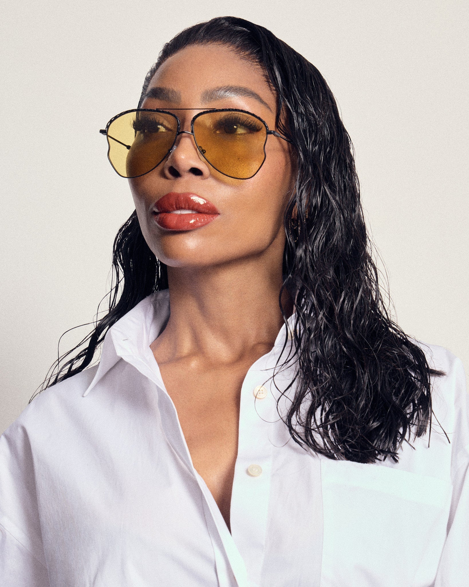 Kika Aviator Sunglasses in Yellow and Matt Black - Image 7