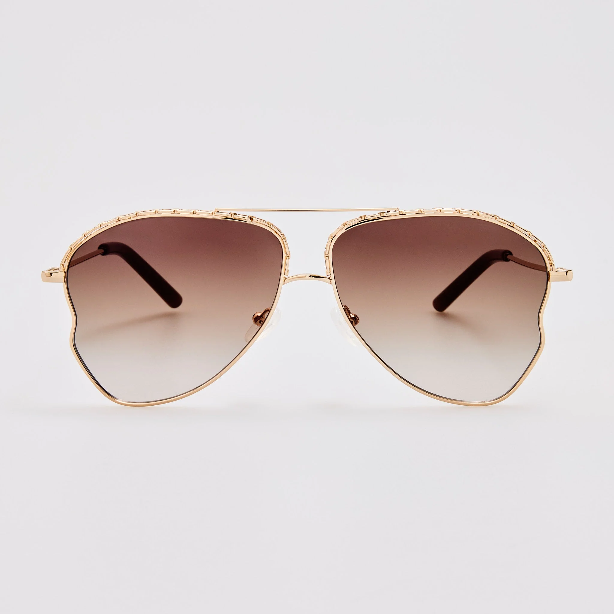 Kika Aviator Sunglasses in Mocha and Rose Gold