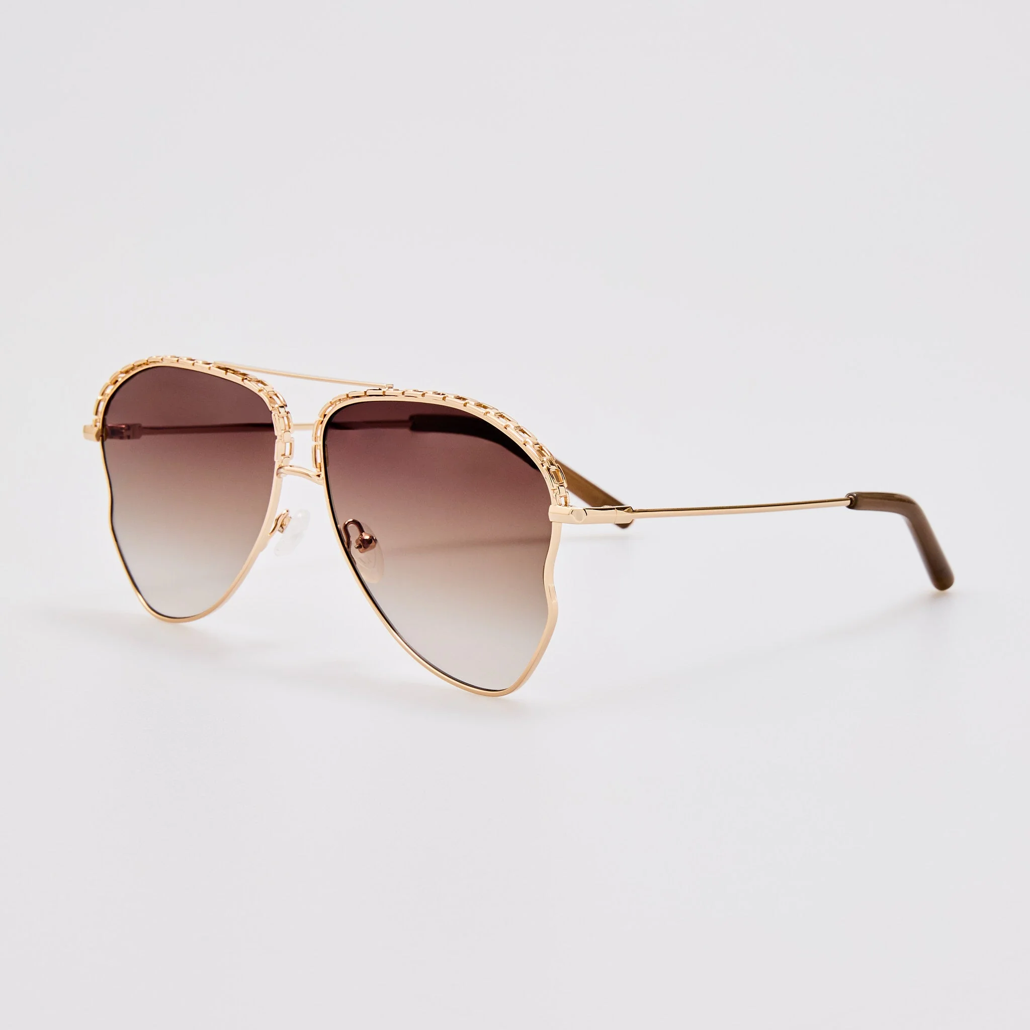 Kika Aviator Sunglasses in Mocha and Rose Gold - Image 3
