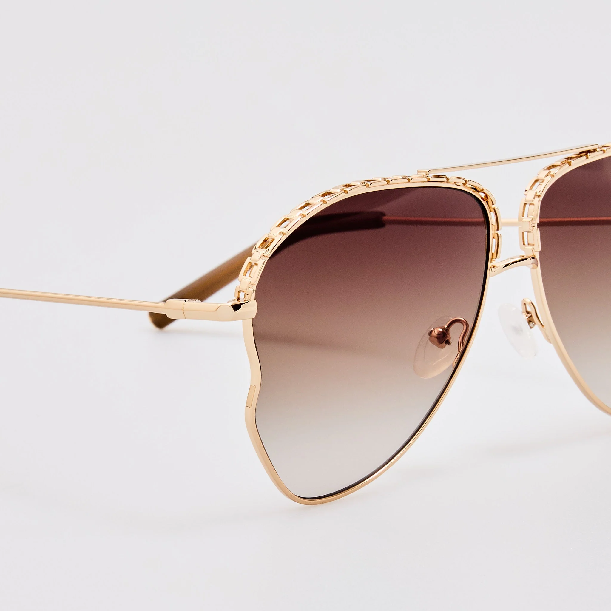 Kika Aviator Sunglasses in Mocha and Rose Gold - Image 4