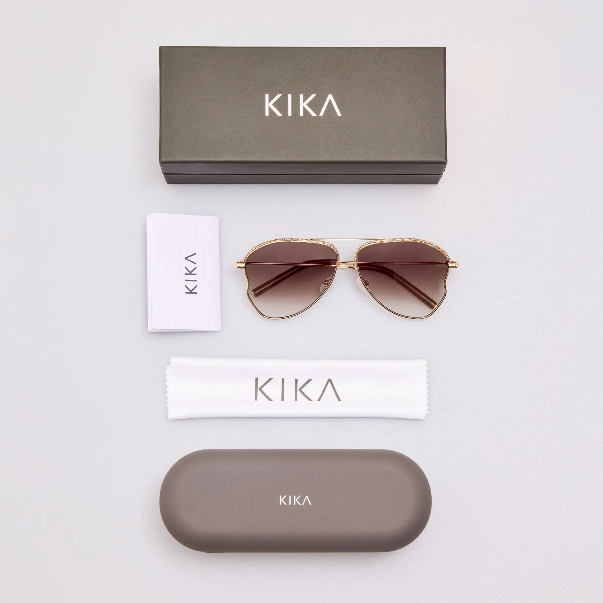 Kika Aviator Sunglasses in Mocha and Rose Gold - Image 6