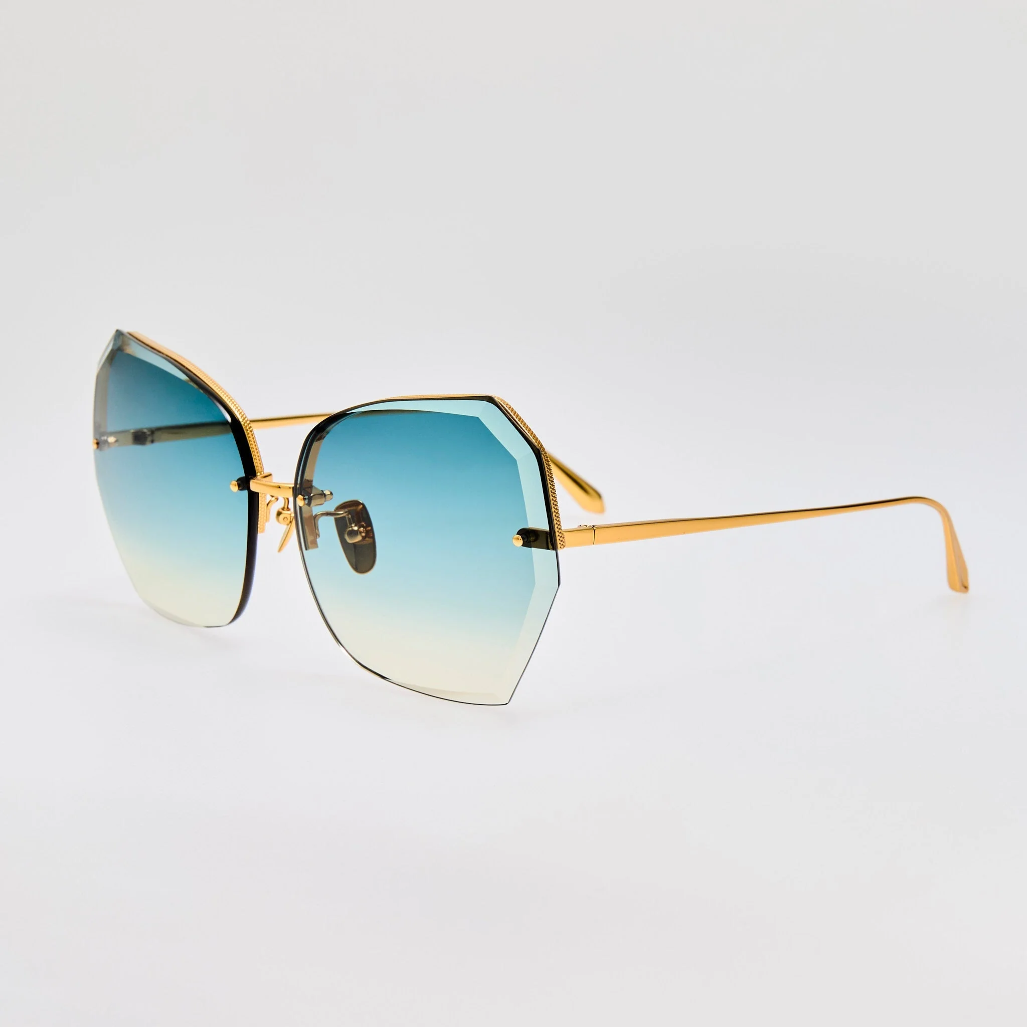 Lila Sunglasses in 22K Gold and Aqua - Image 2