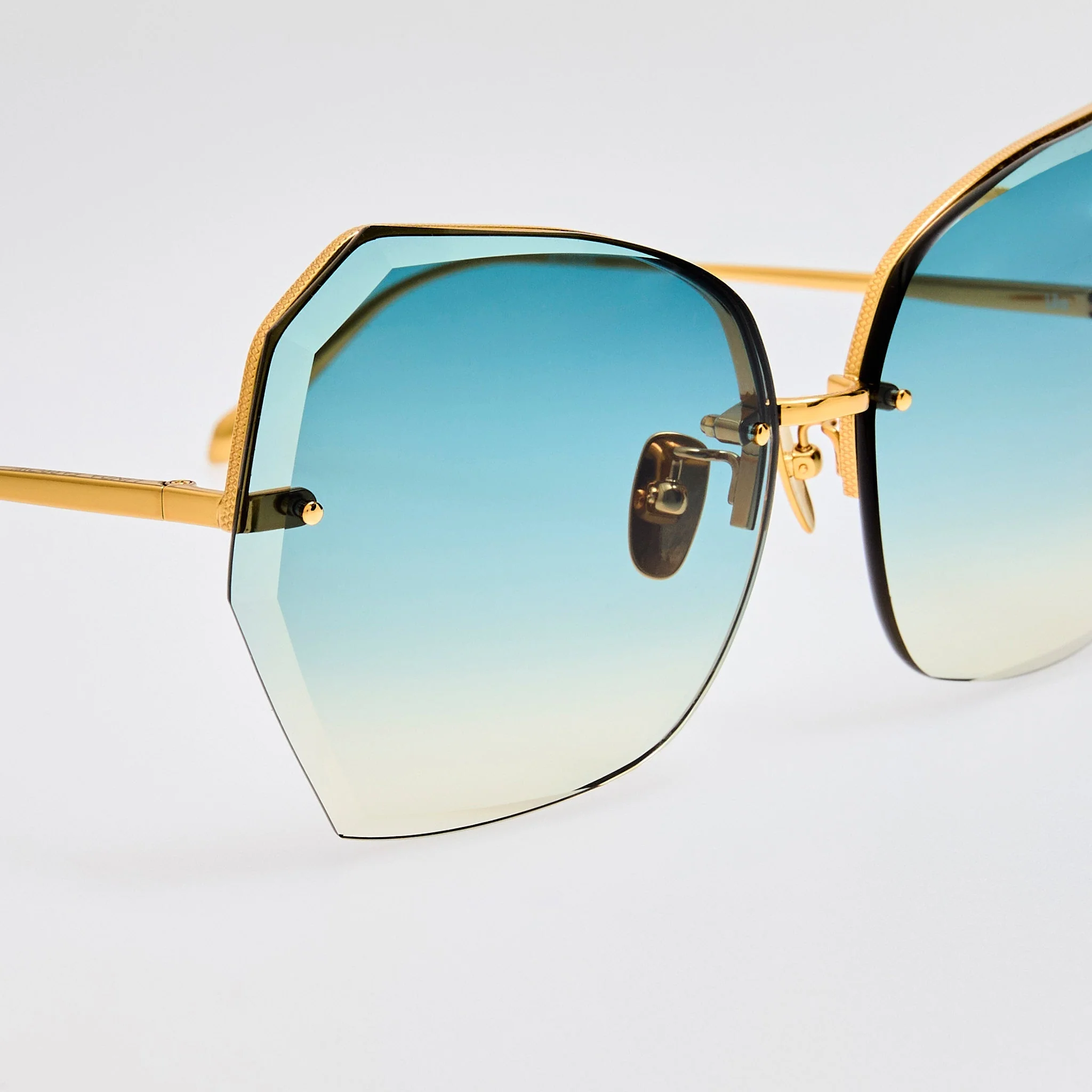 Lila Sunglasses in 22K Gold and Aqua - Image 4