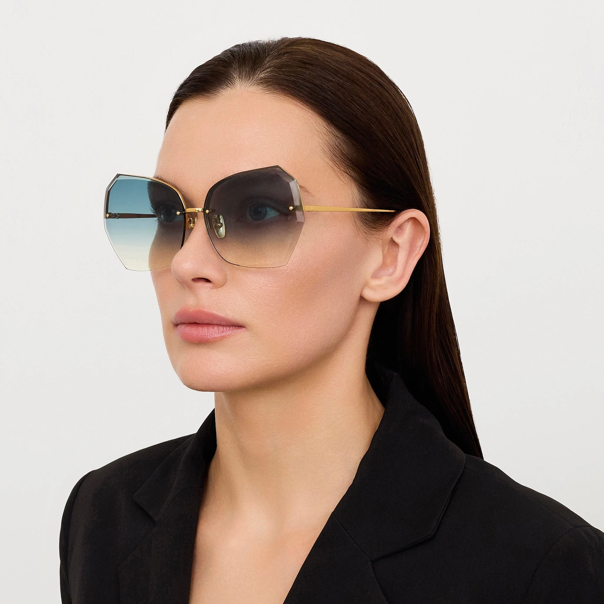 Lila Sunglasses in 22K Gold and Aqua - Image 6