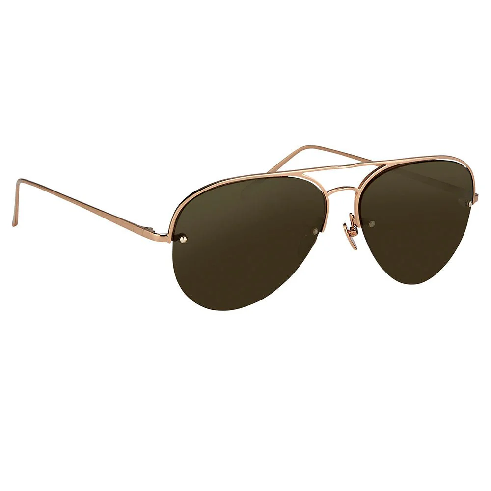 Aviator Sunglasses in 18K Rose Gold and Brown - Image 2