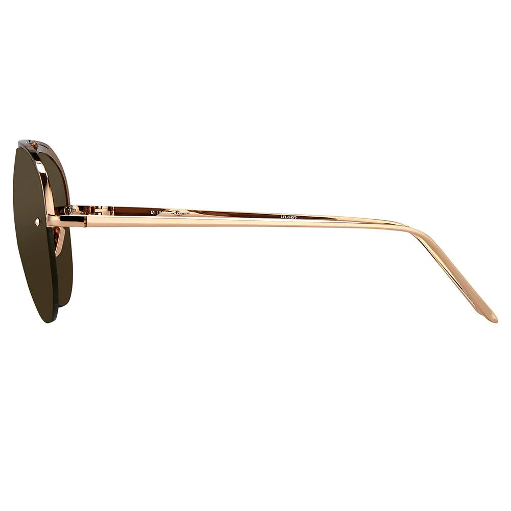Aviator Sunglasses in 18K Rose Gold and Brown - Image 3