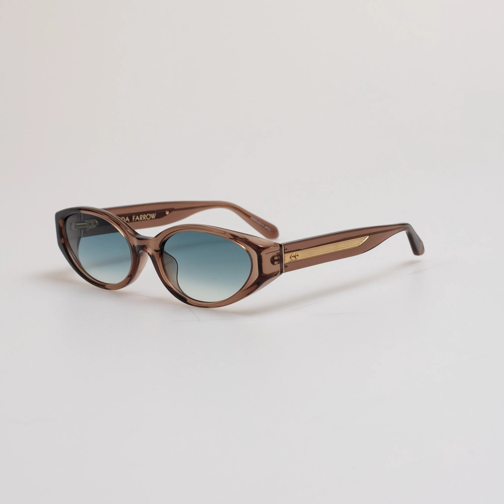 Lyra Oval Sunglasses in Brown and Aqua - Image 2