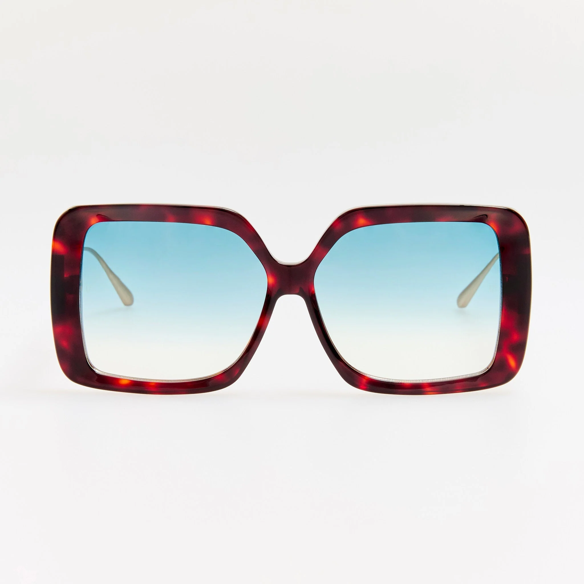 Macy Vista Temple Sunglasses in Dark Tortoiseshell with Blue Lens