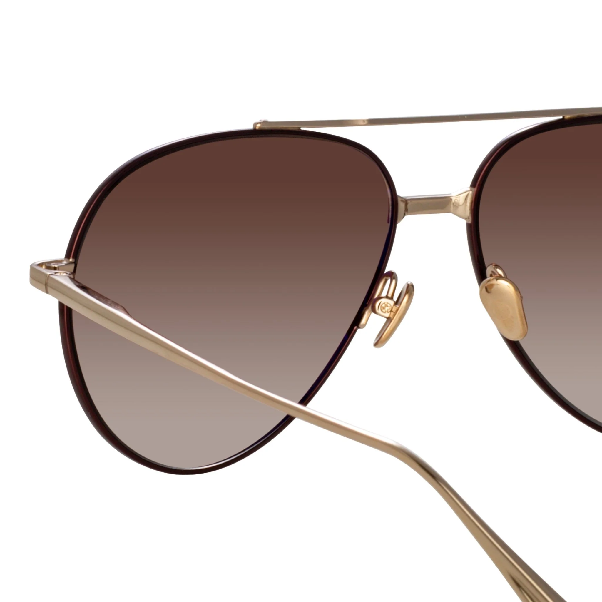 Marcelo Sunglasses in 22K Gold and Brown - Image 5