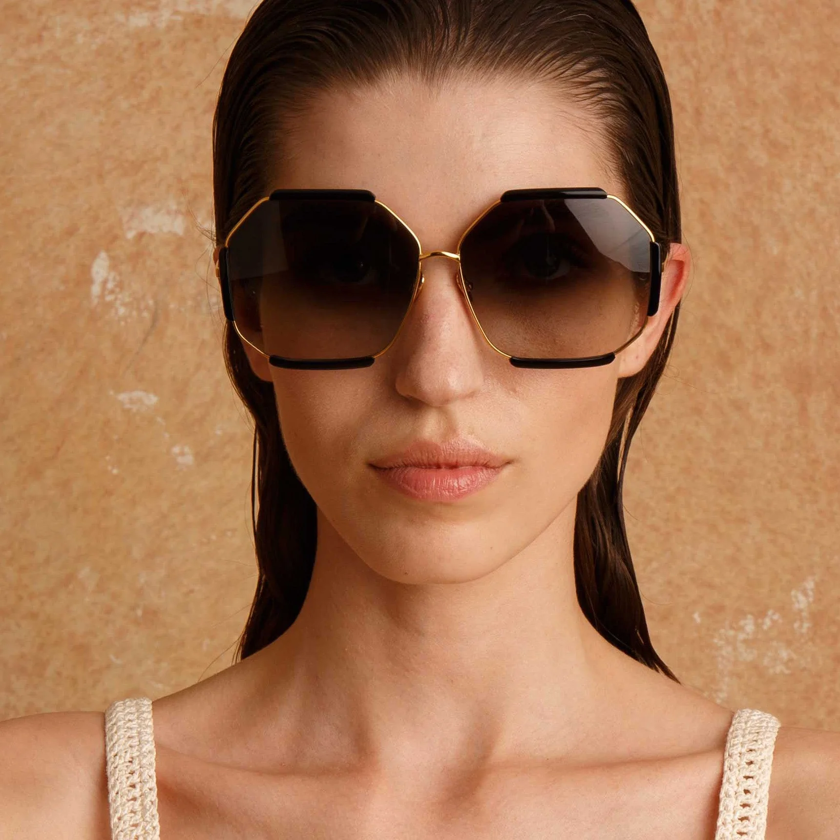 Margot Sunglasses in 22K Gold and Grey - Image 3