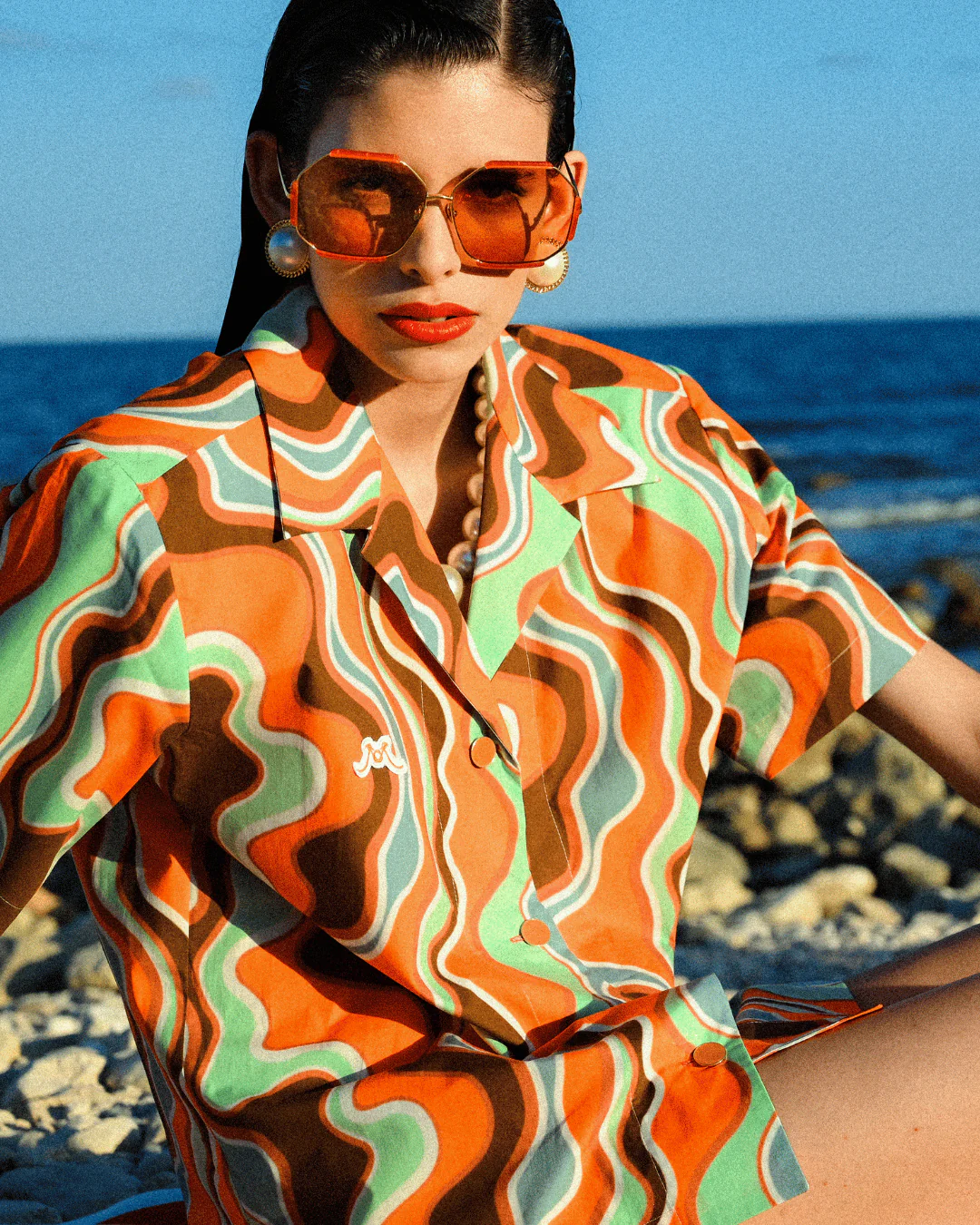 Margot Sunglasses in 22K Gold and Terracotta - Image 4