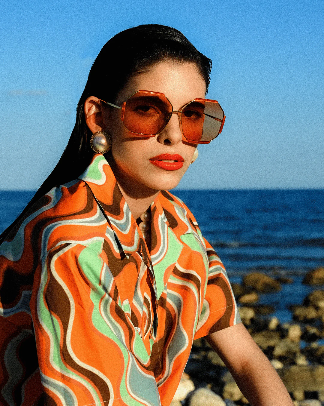 Margot Sunglasses in 22K Gold and Terracotta - Image 5