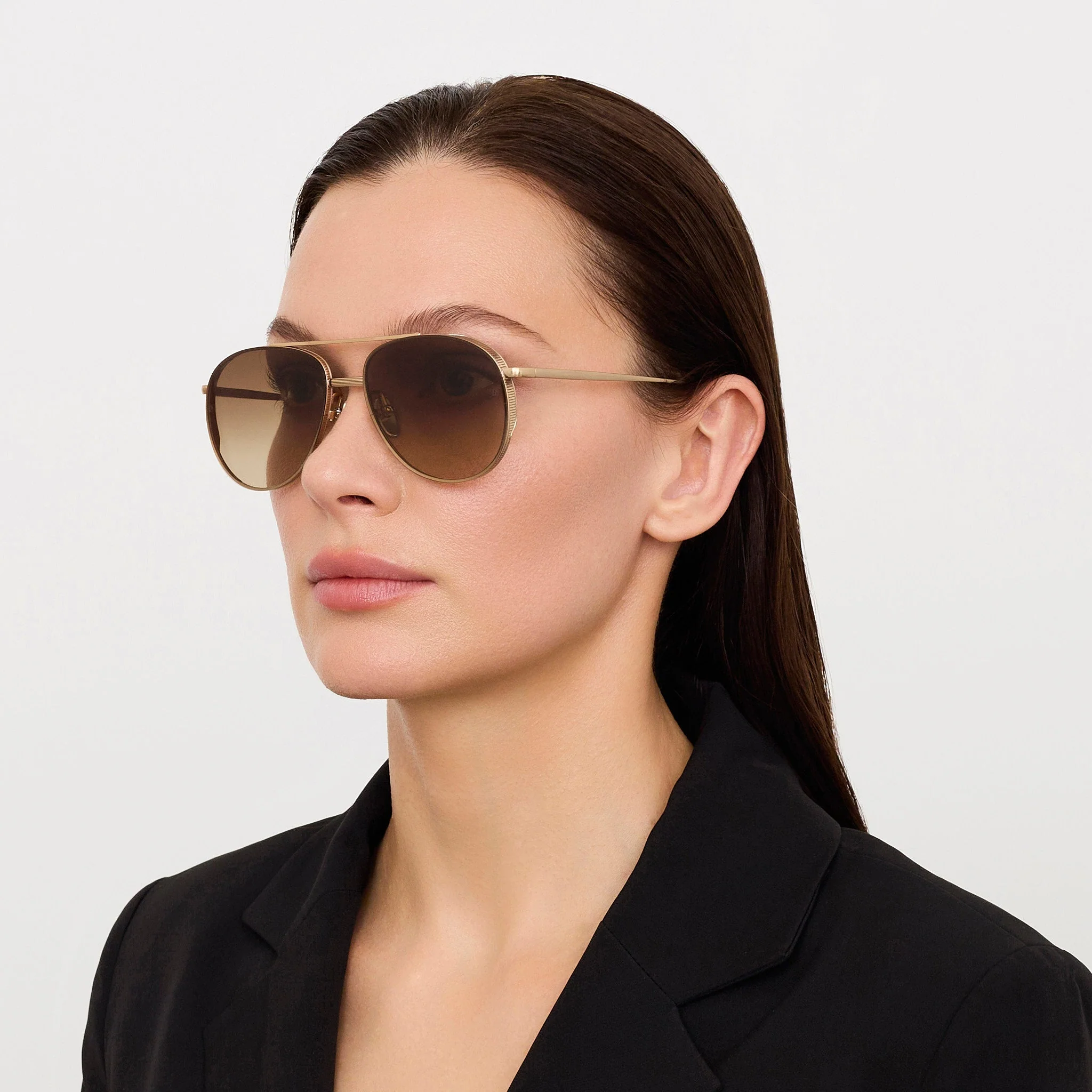 Meret Sunglasses in Matt Champagne and Brown - Image 4