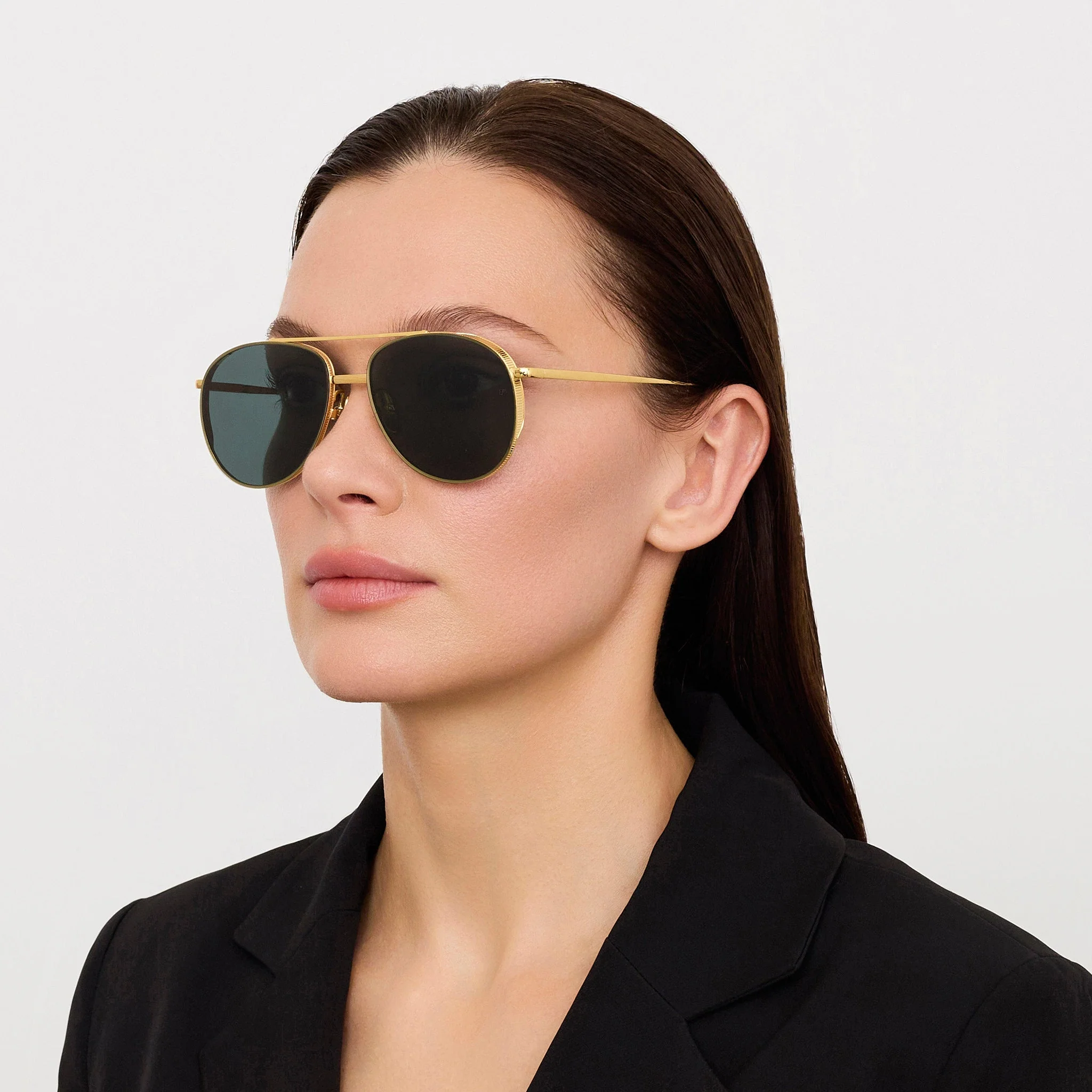 Meret Sunglasses in 22K Gold and Green - Image 3
