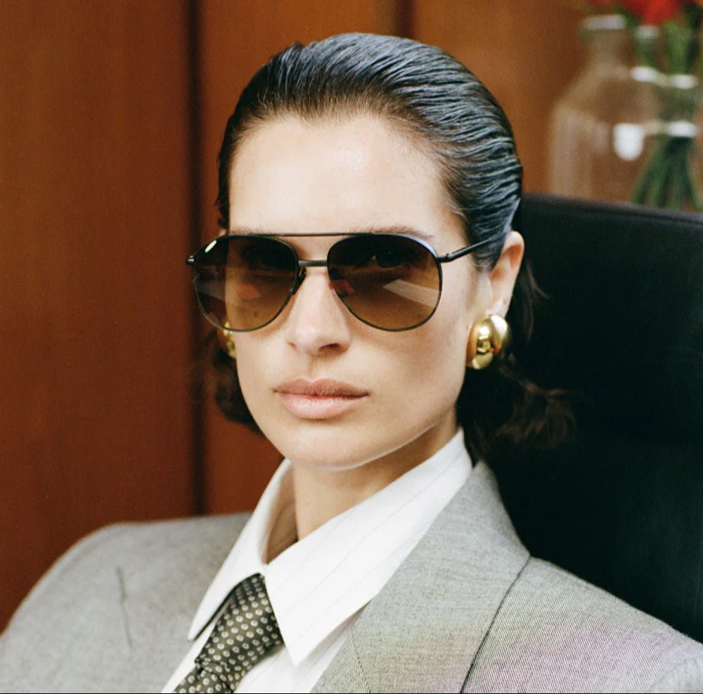Meret Sunglasses in Matt Nickel and Mocha - Image 8
