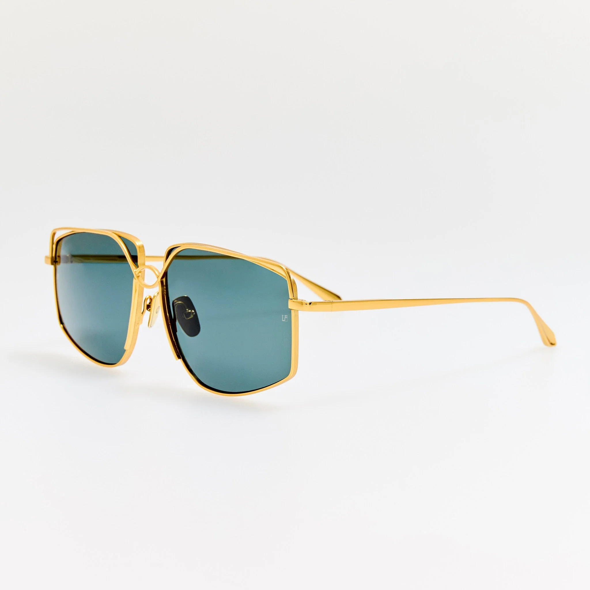 Miranda Sunglasses in 22K Gold and Green - Image 2