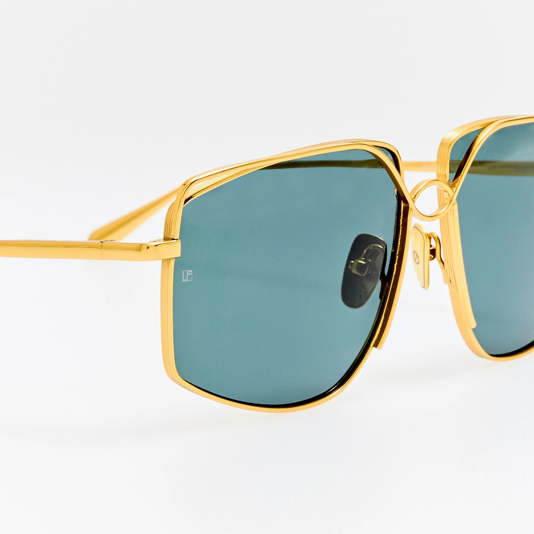 Miranda Sunglasses in 22K Gold and Green - Image 5