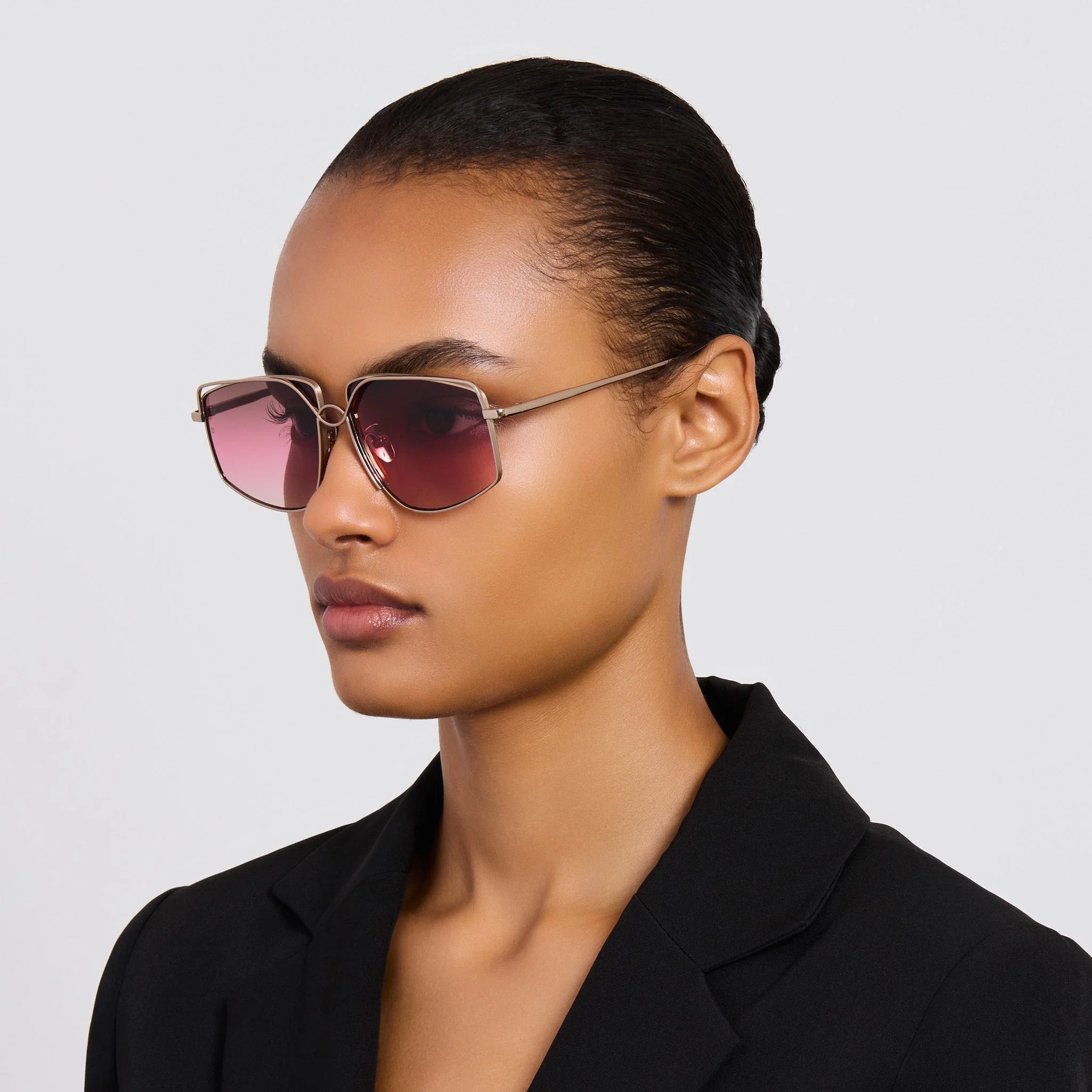 Miranda Sunglasses in 22K Gold and Pink - Image 3