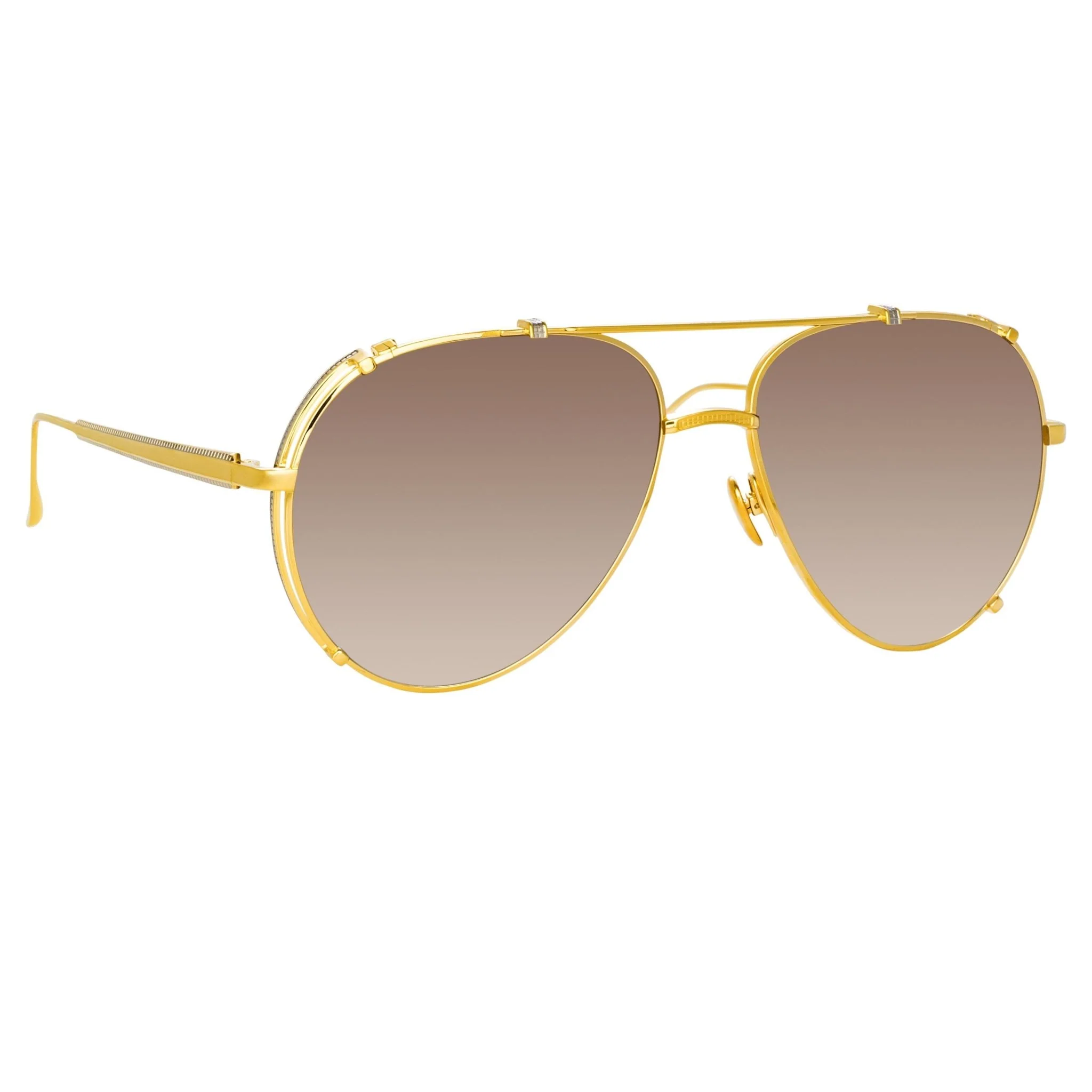 Newman Sunglasses in 22K Yellow Gold and Mocha - Image 2