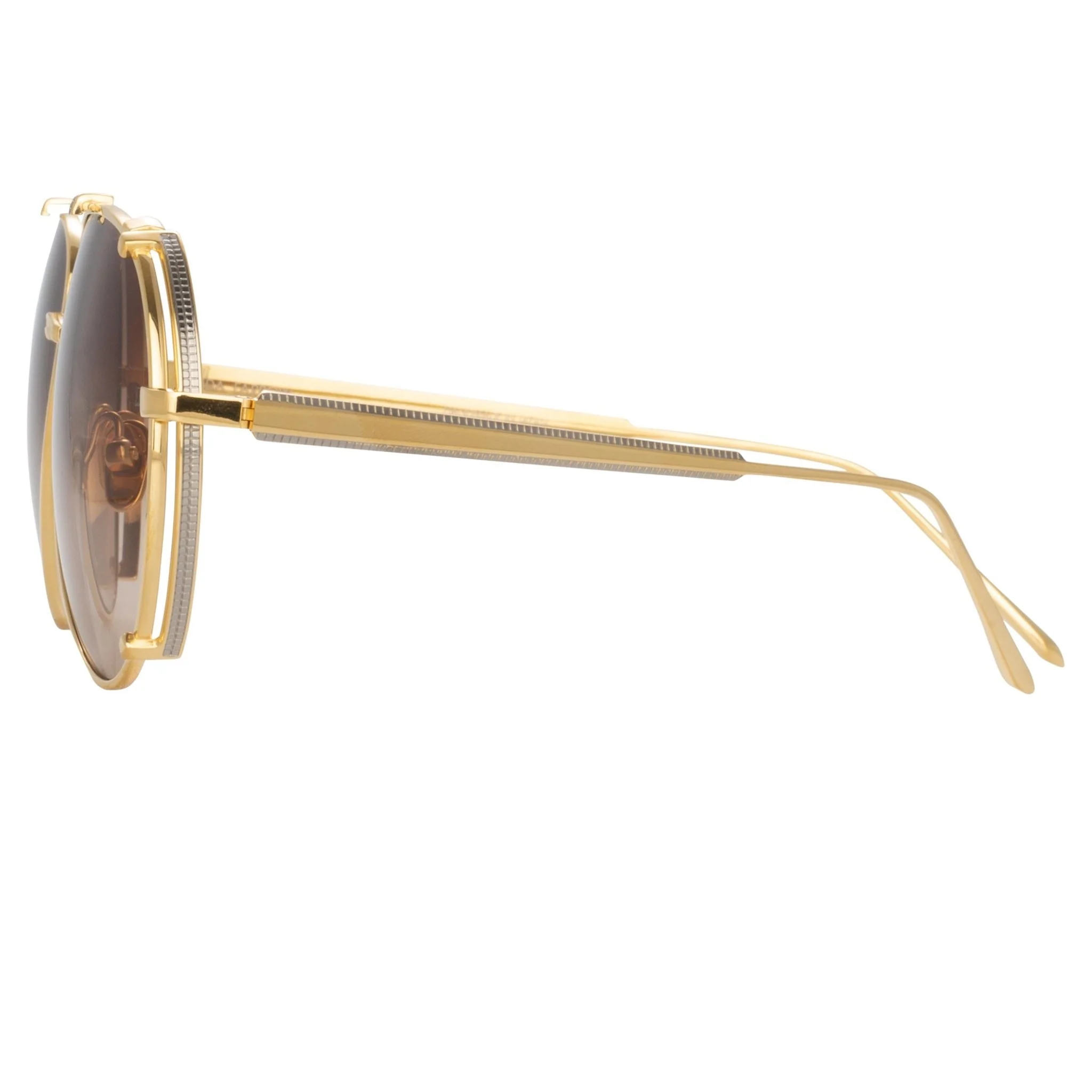 Newman Sunglasses in 22K Yellow Gold and Mocha - Image 3